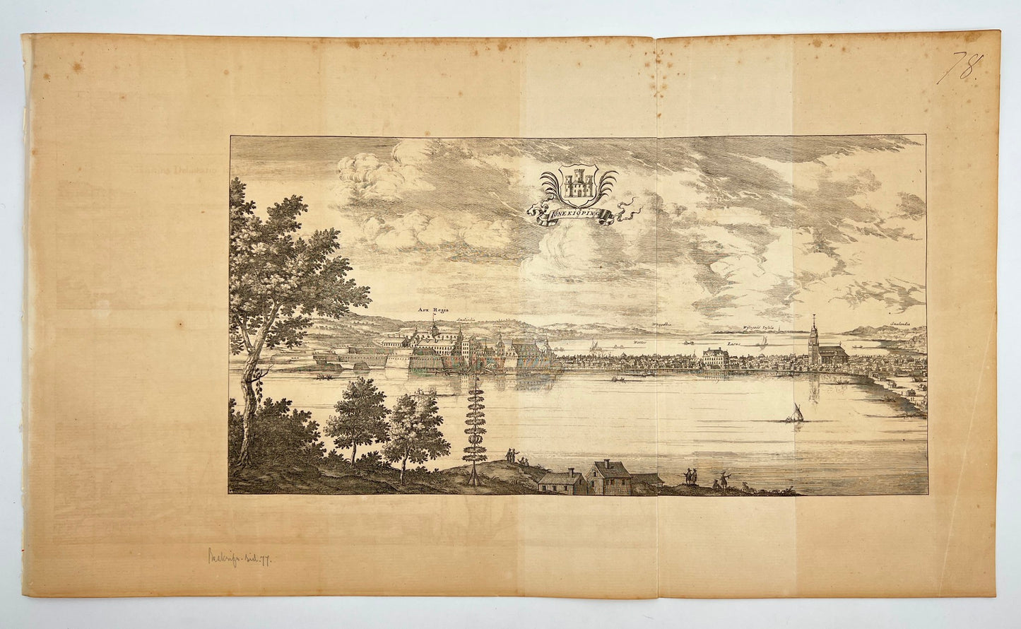 Original Antique Print - Erik Dahlberg - View of Jönköping in Sweden - E1