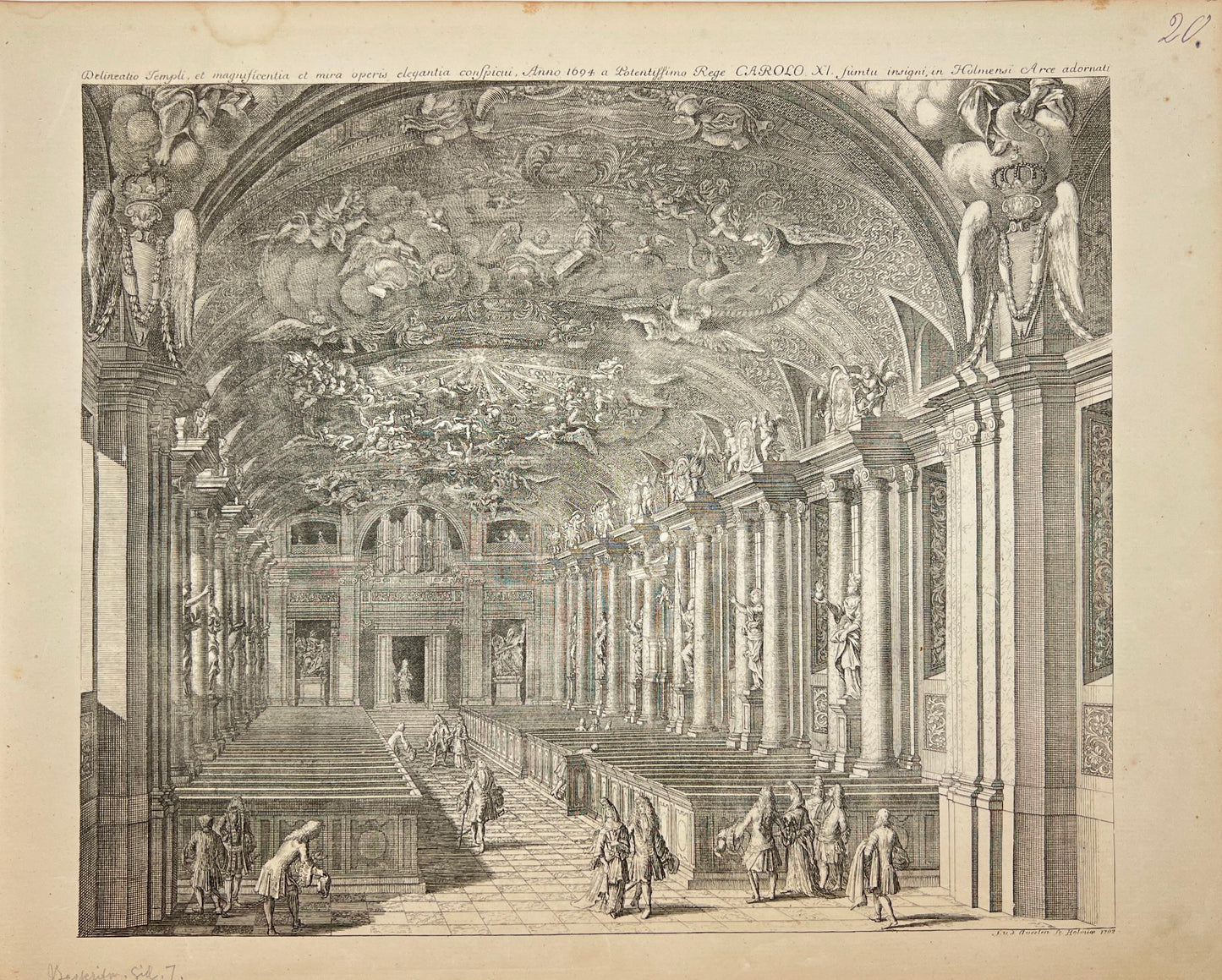 Antique Print - Erik Dahlberg - View of the Castle Church - Sweden - E1