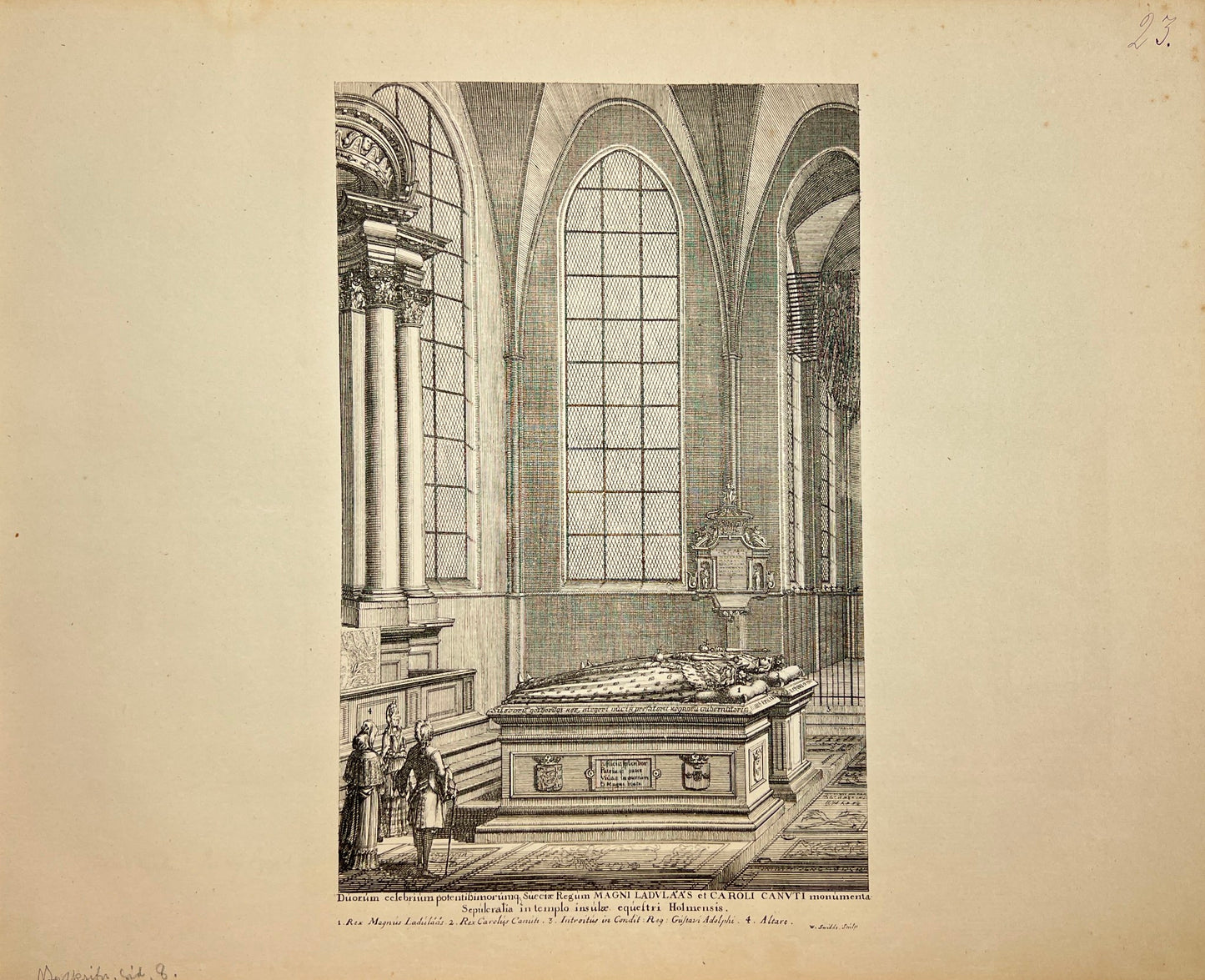 Antique Print - Erik Dahlberg - Riddarholmen Church in Stockholm - Sweden - E1