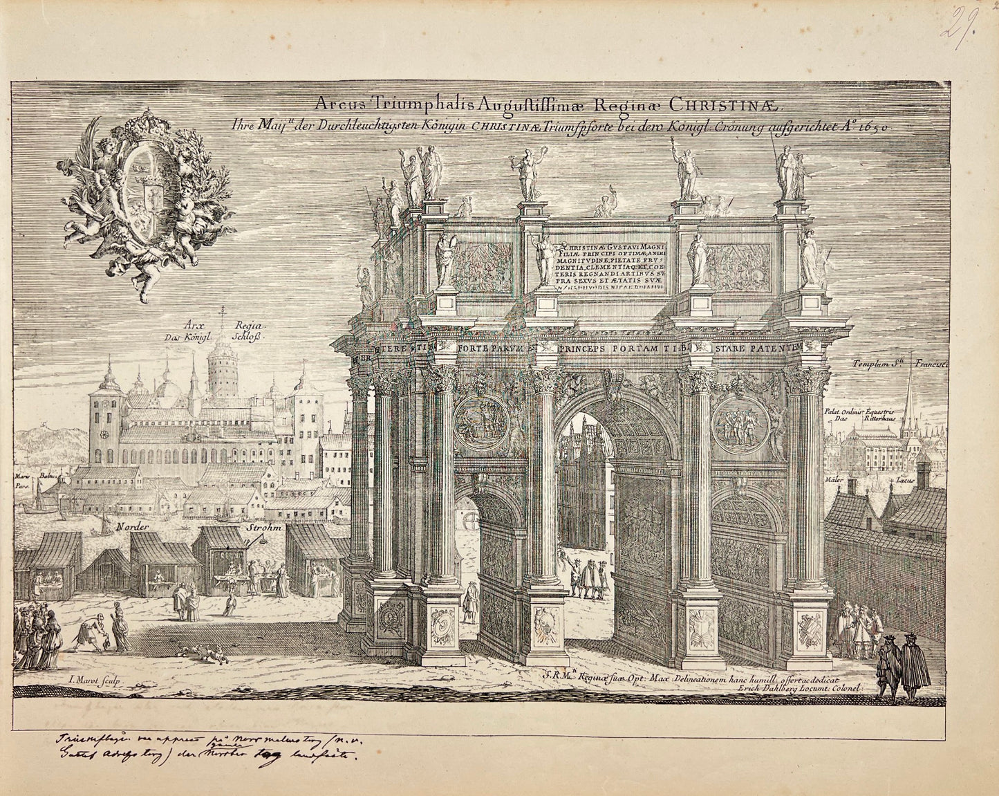 Antique Print - Erik Dahlberg - View of the Palace of a Princess - Sweden - E1