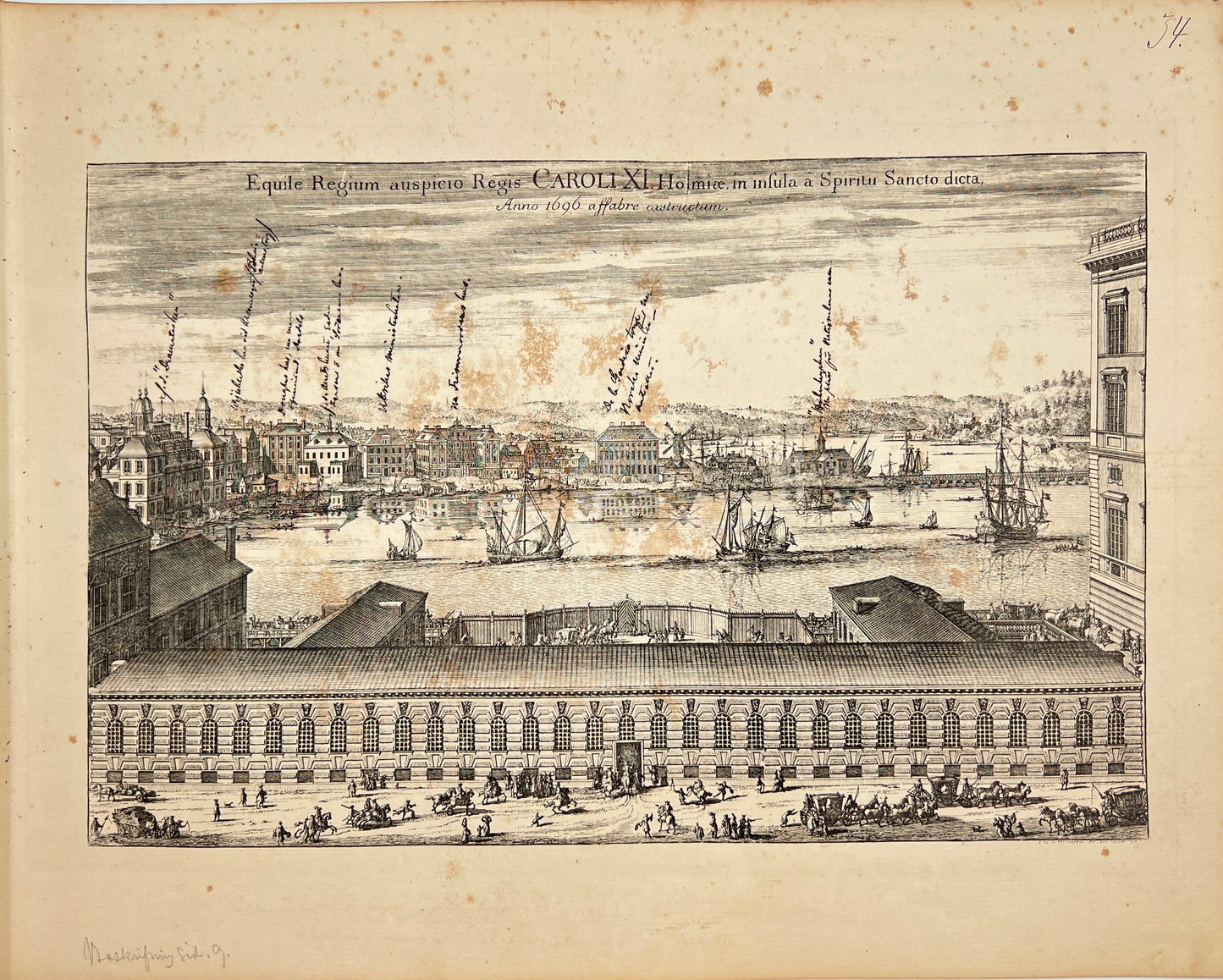 Antique Print - Erik Dahlberg - View of the Royal Castles in Stockholm - E1