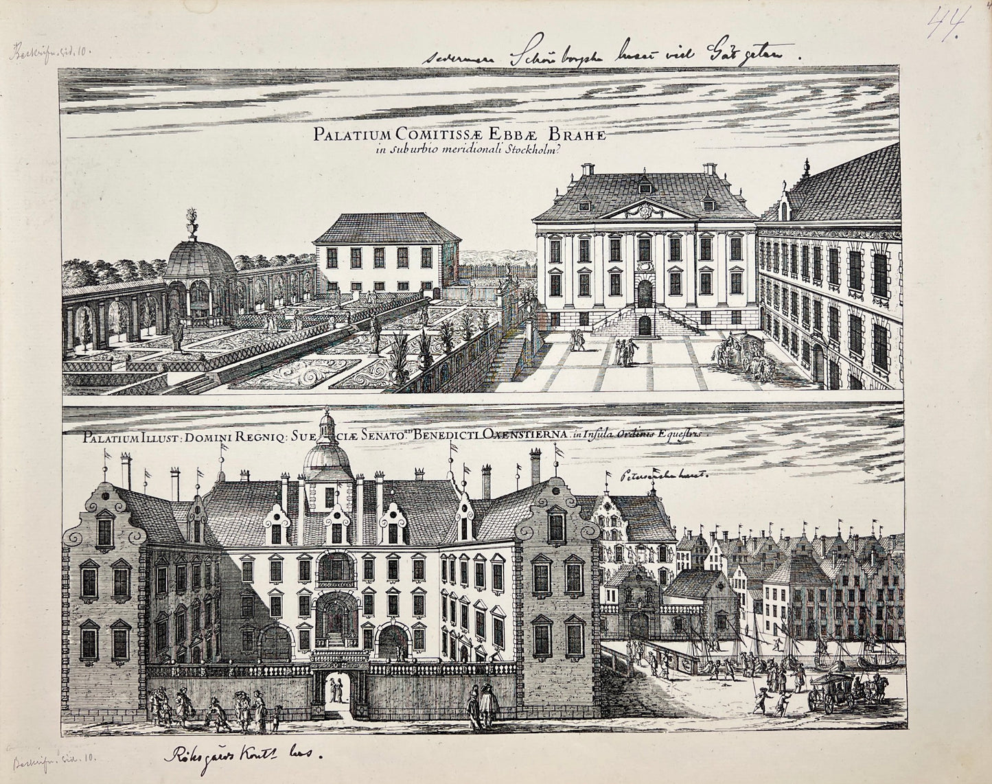 Antique Print - Erik Dahlberg - View of Louis De Geers Palaces in Sweden - E1