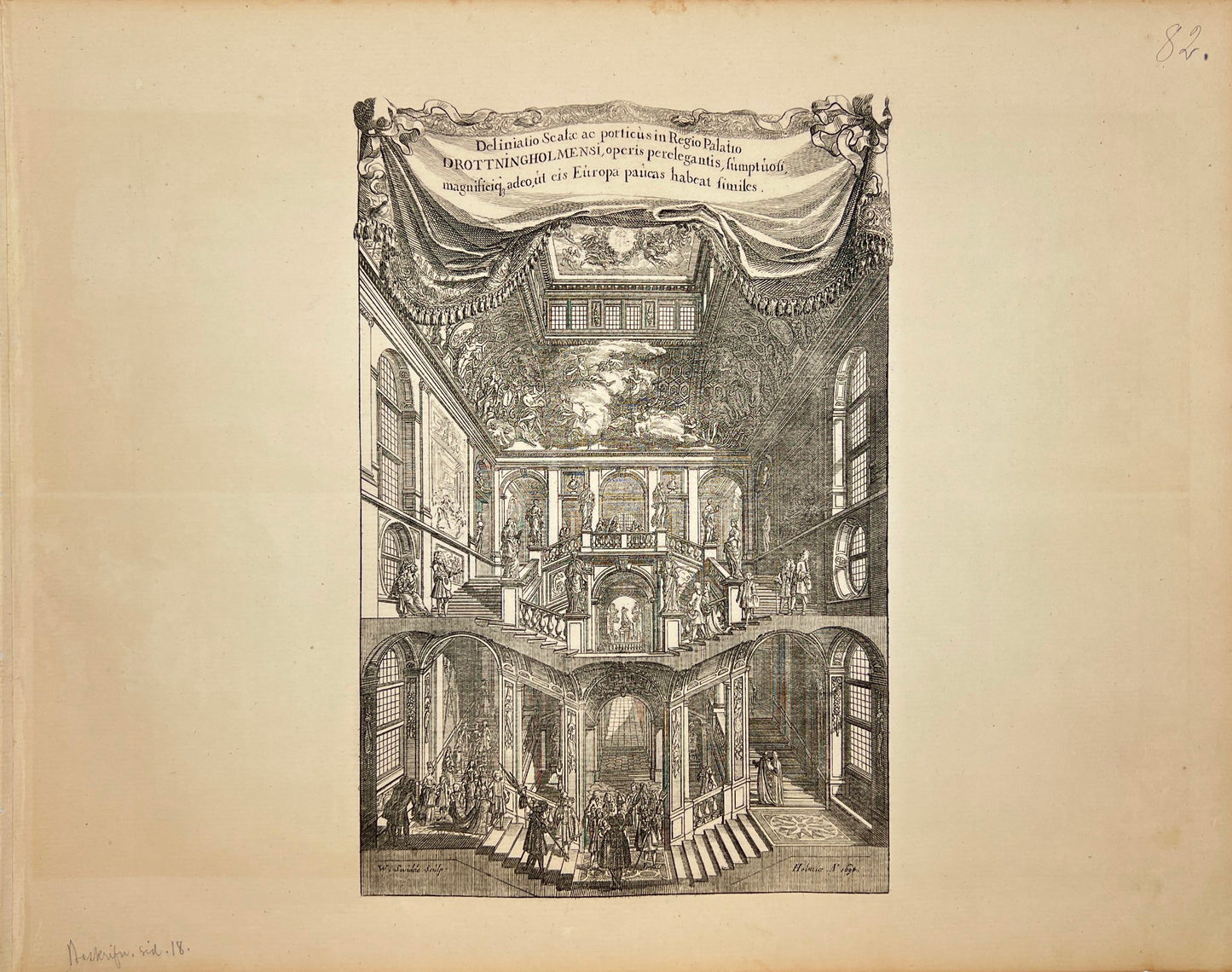 Antique Print - Erik Dahlberg - Drottningholm Castle in Stockholm - Sweden - E1