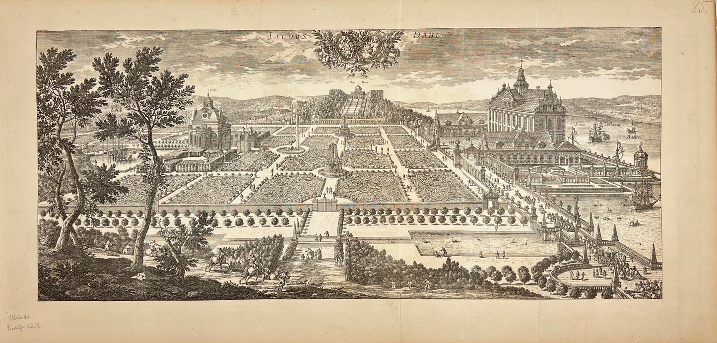 Original Antique Print - Erik Dahlberg - View of Ulriksdal Castle - Sweden - E1
