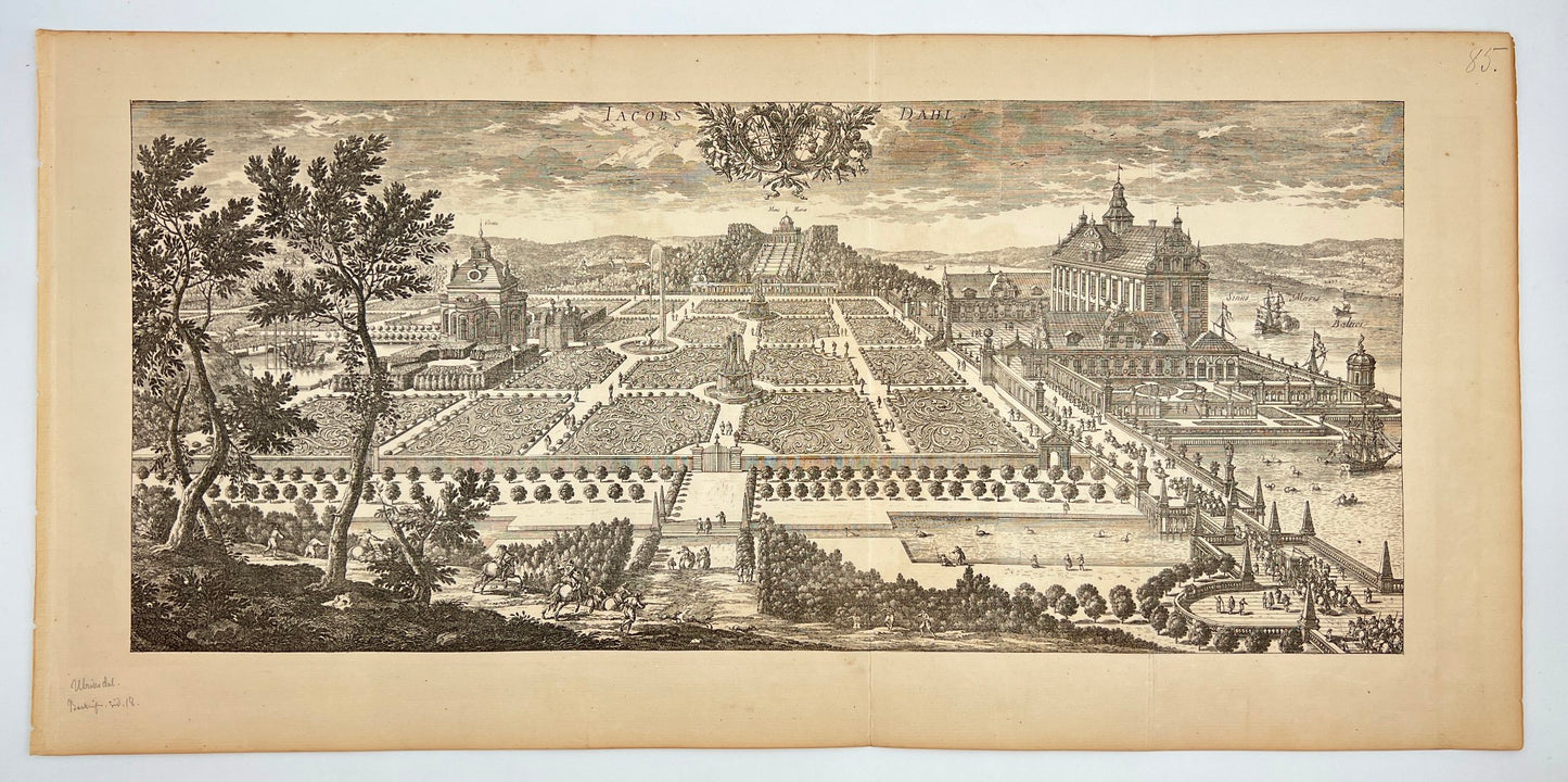 Original Antique Print - Erik Dahlberg - View of Ulriksdal Castle - Sweden - E1