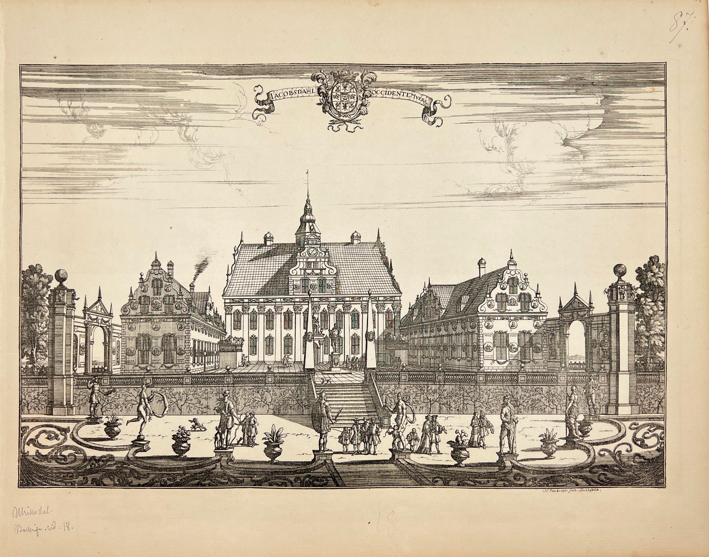Antique Print - Erik Dahlberg - View of Jacobsdahl Castle Ulriksdal - E1