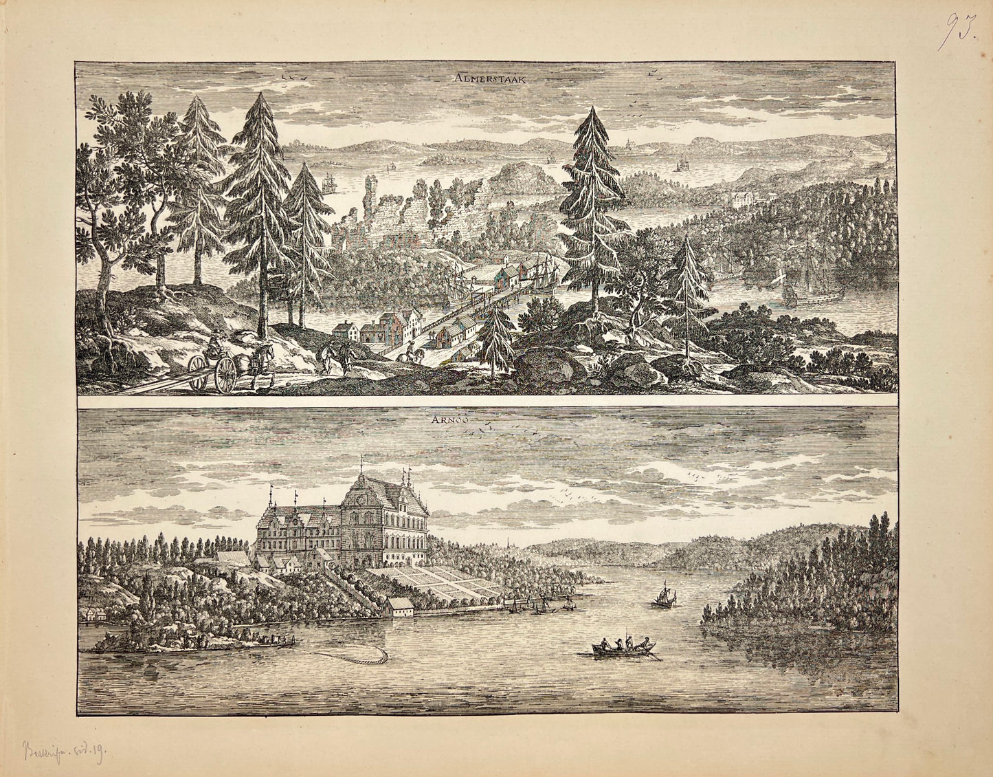 Antique Print - Erik Dahlberg - View of Almarestäket's Castle - Sweden - E1
