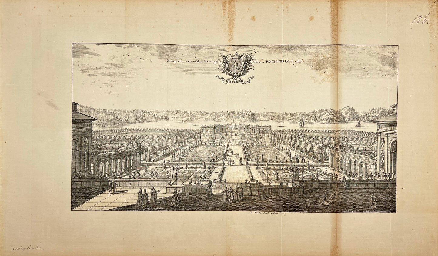 Antique Print - Erik Dahlberg - View of Rosersburg Castle - Sweden - E1