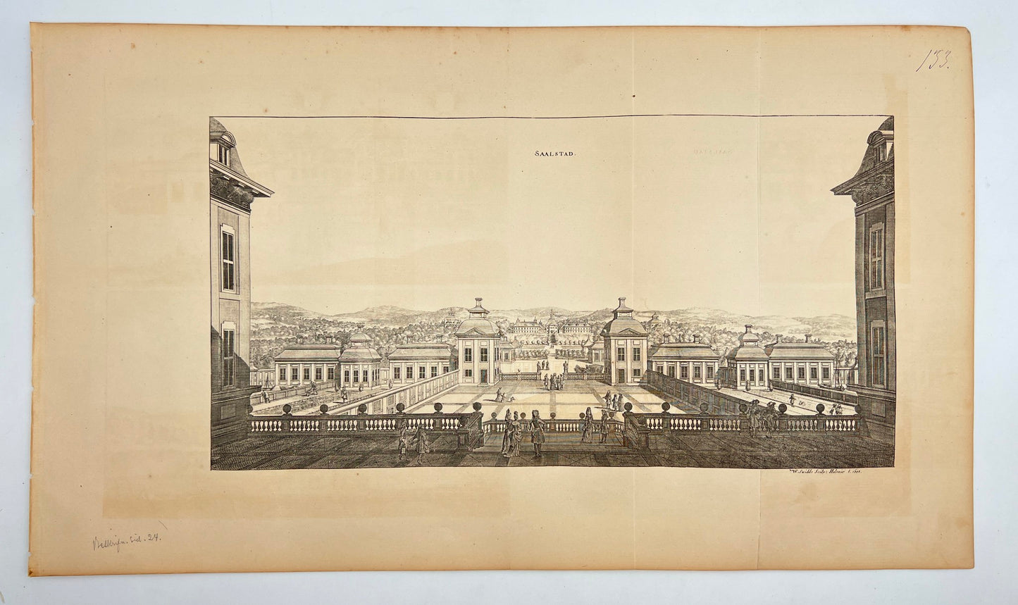 Antique Print - Erik Dahlberg - View of Salsta Castle in Stockholm - E1