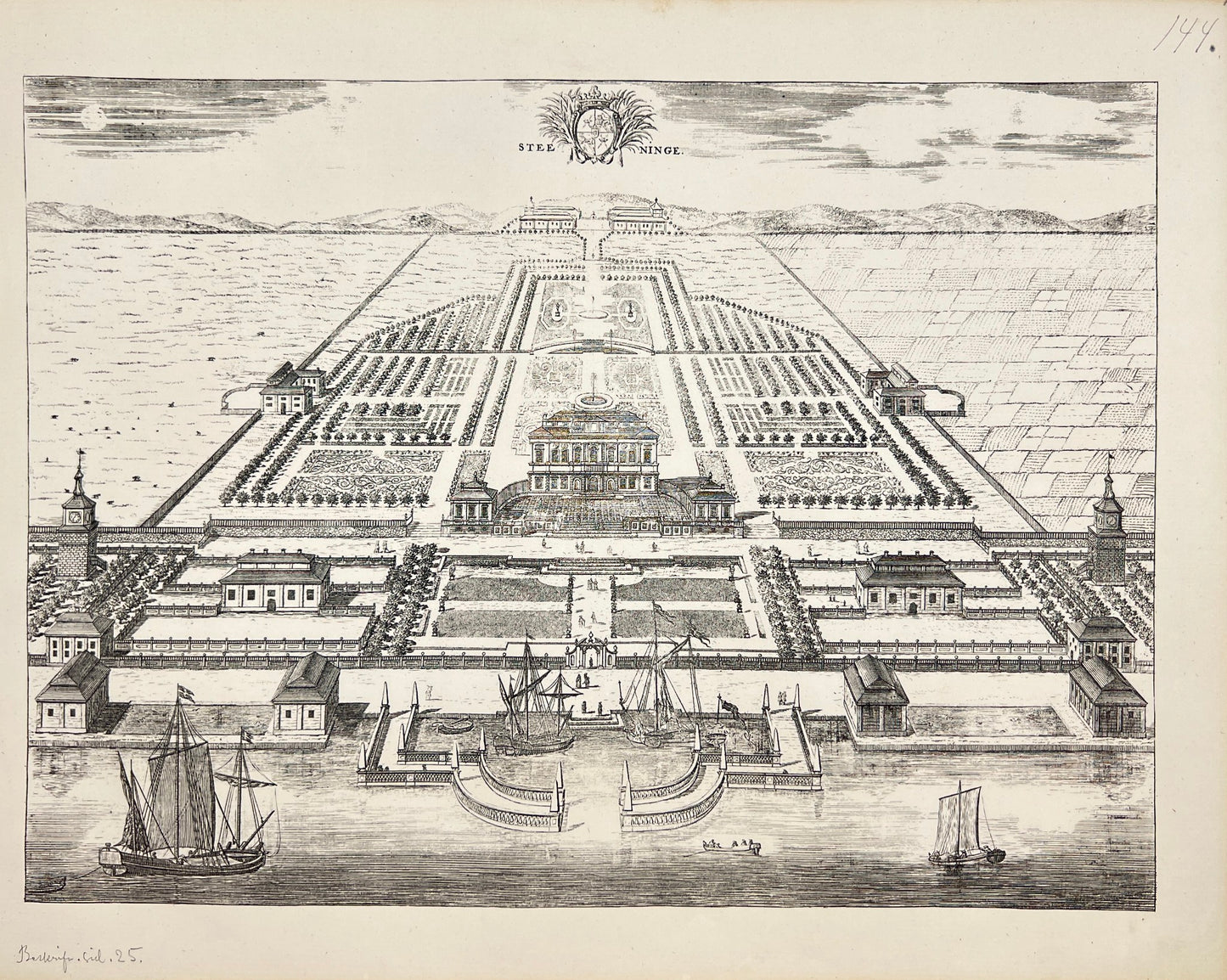 Antique Print - Erik Dahlberg - View of a Steninge Castle in Sweden - E1