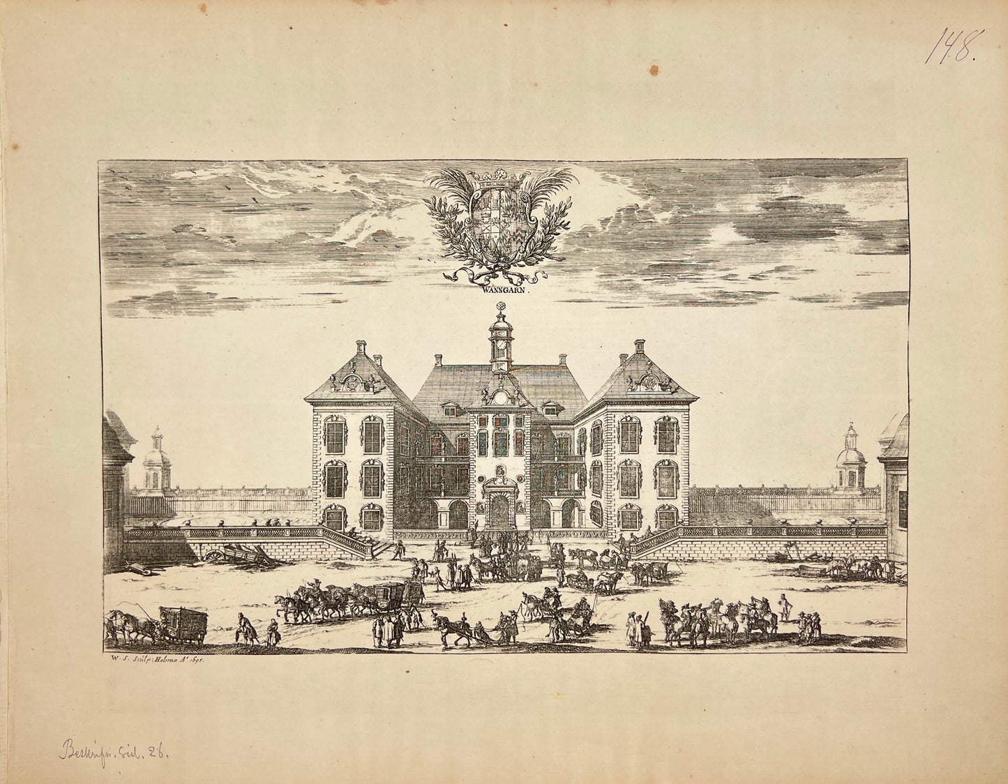 Original Antique Print - Erik Dahlberg - View of Venngarn Castle in Sweden - E1