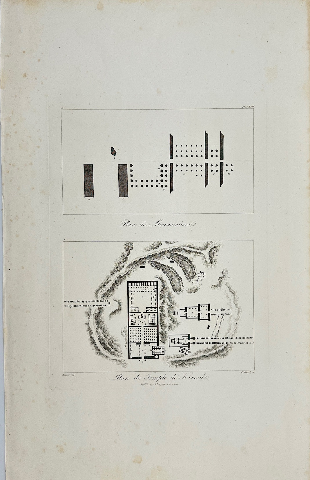 Antique Print - Vivant Denon - Map of the Temple of Frarmak - Egypt - F3