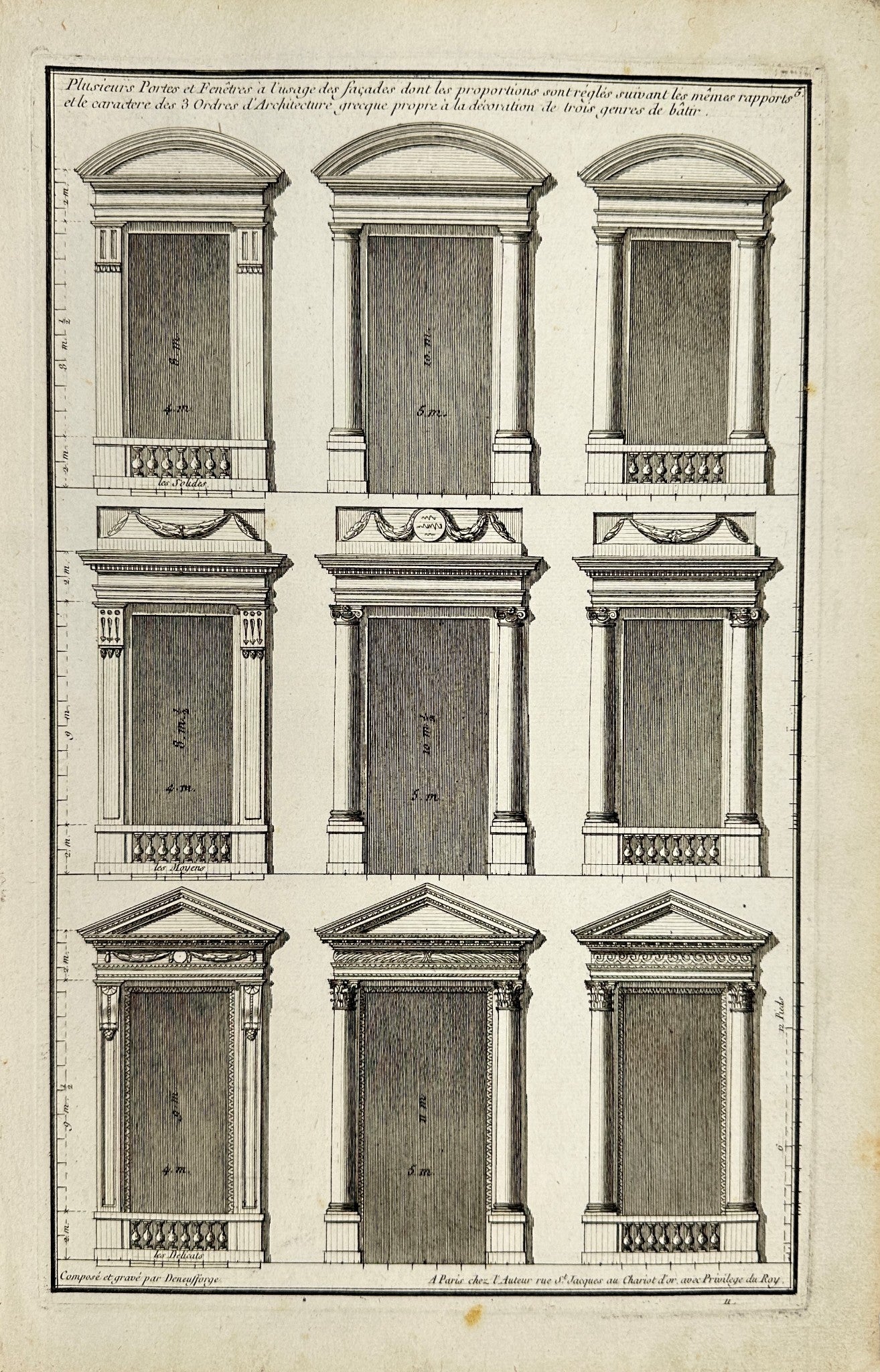 Antique Print - Jean-Francois de Neufforge - Architectural Diagram - France - F3