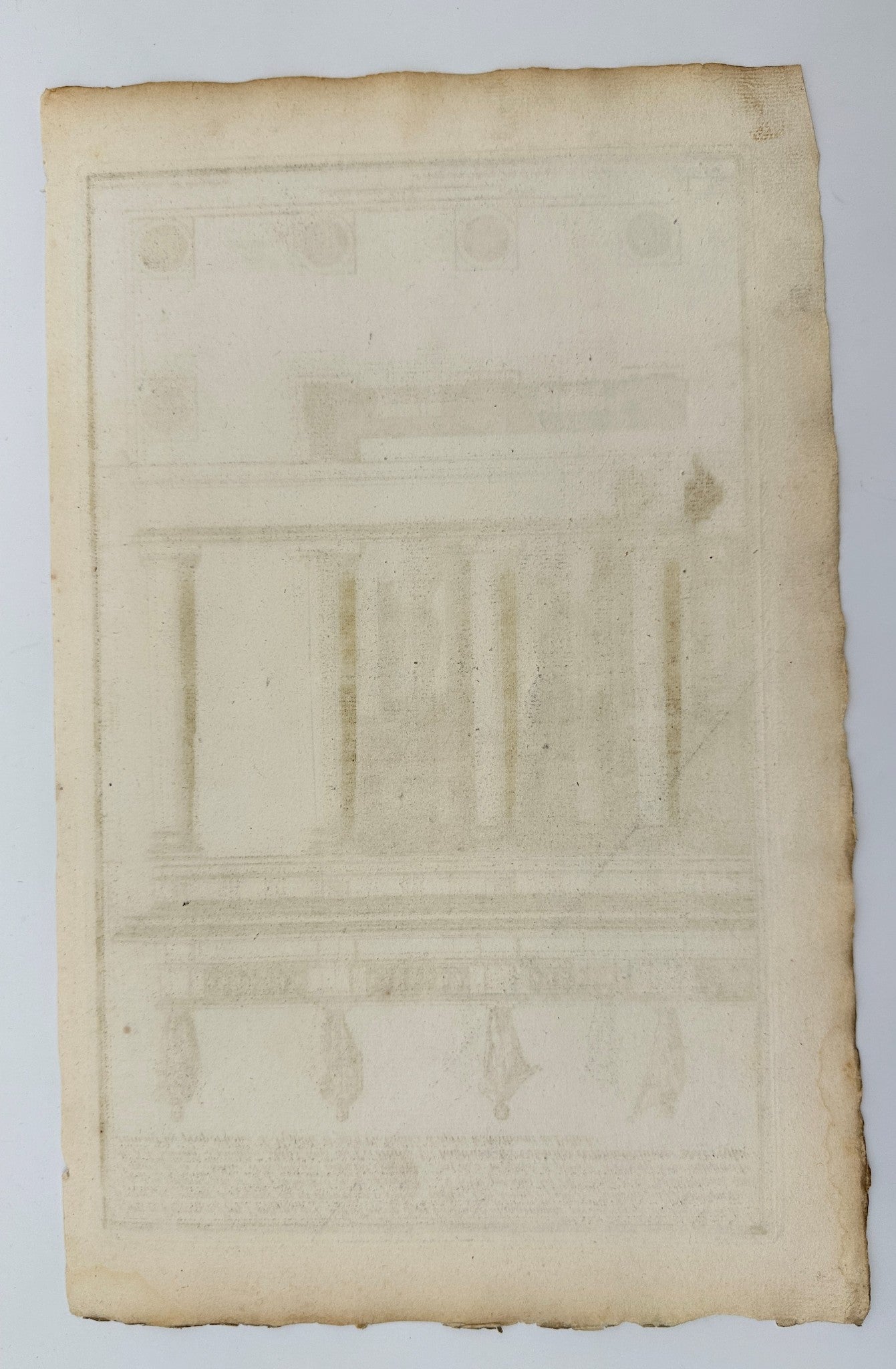 Antique Architectural Print - Plan and Height of the Portico - France - F3