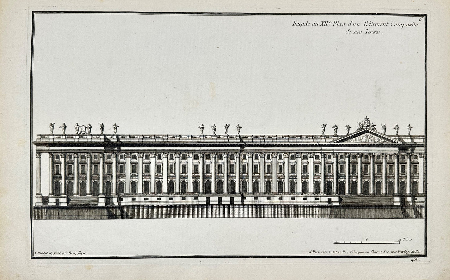 Antique Architectural Print - Colonnade of Perrault - France - F4