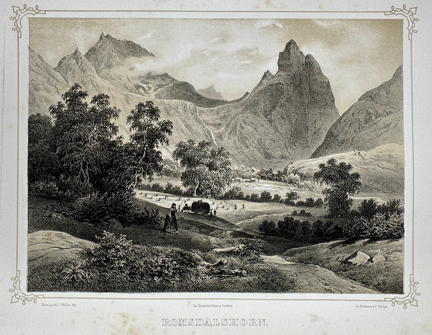 Antique Landscape Print - Adolph Tidemand - Romsdal Horn - Norway - F4
