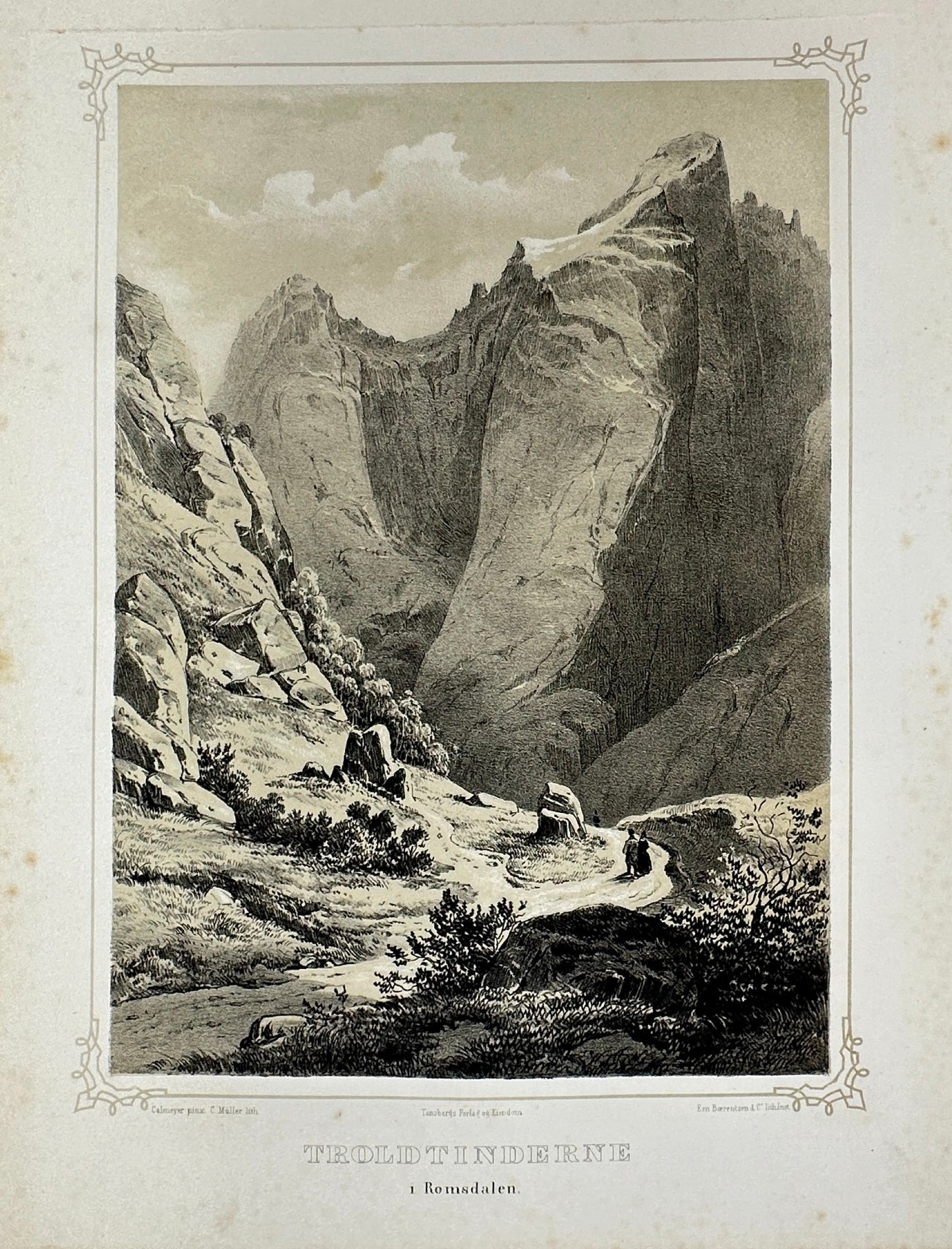 Antique Landscape Print - Adolph Tidemand - Troll Peaks - Norway - F4