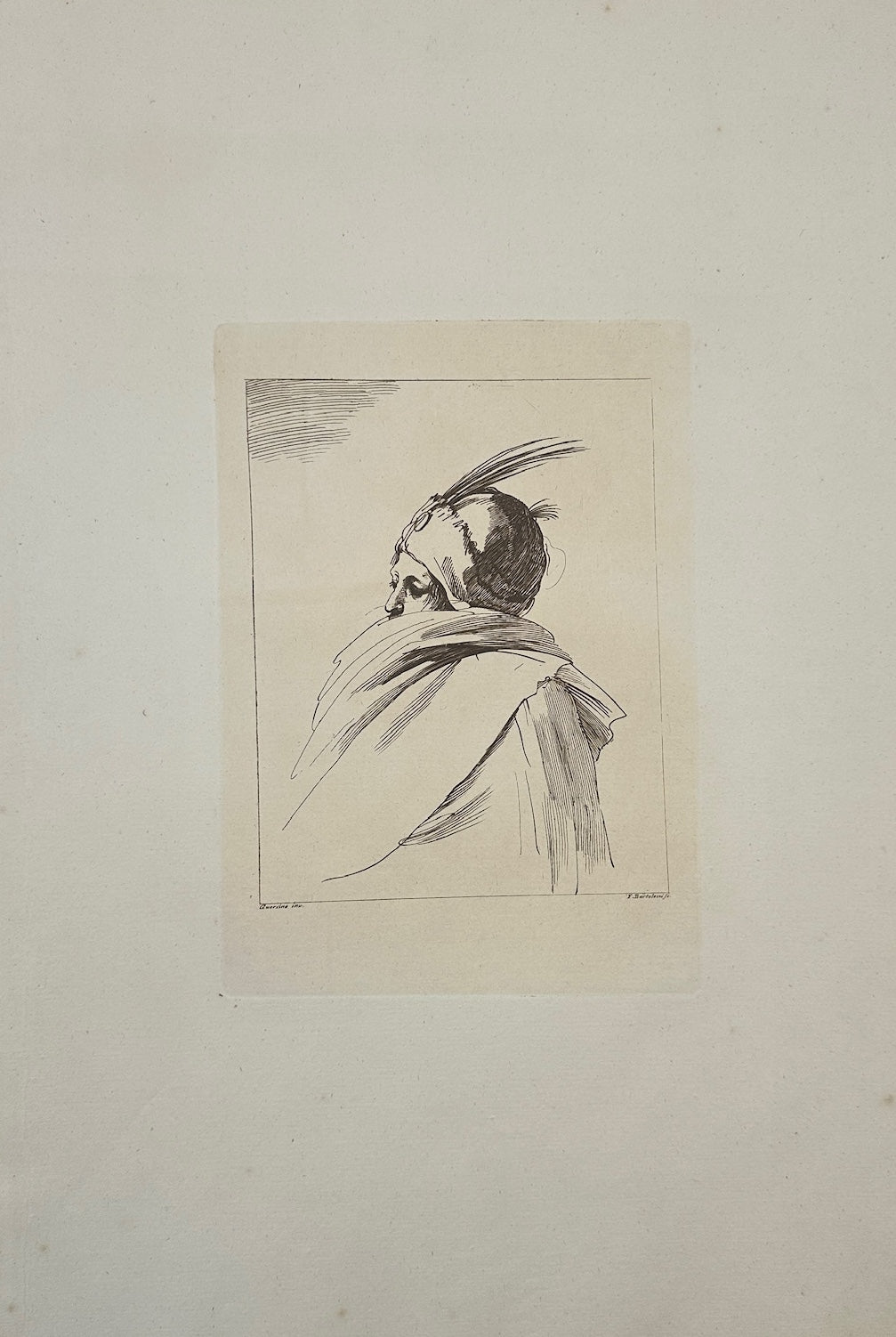 Original Antique Print - Francesco Bartolozzi - Man in a Raincoat - F1