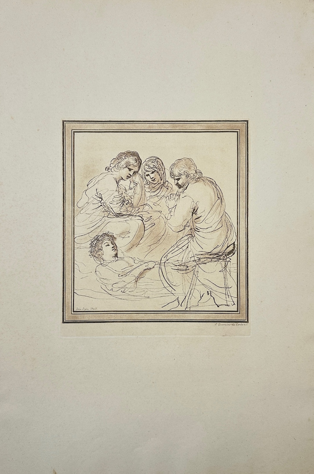 Antique Print - People Contemplate the Cadaver of Saint Petronilla - F1