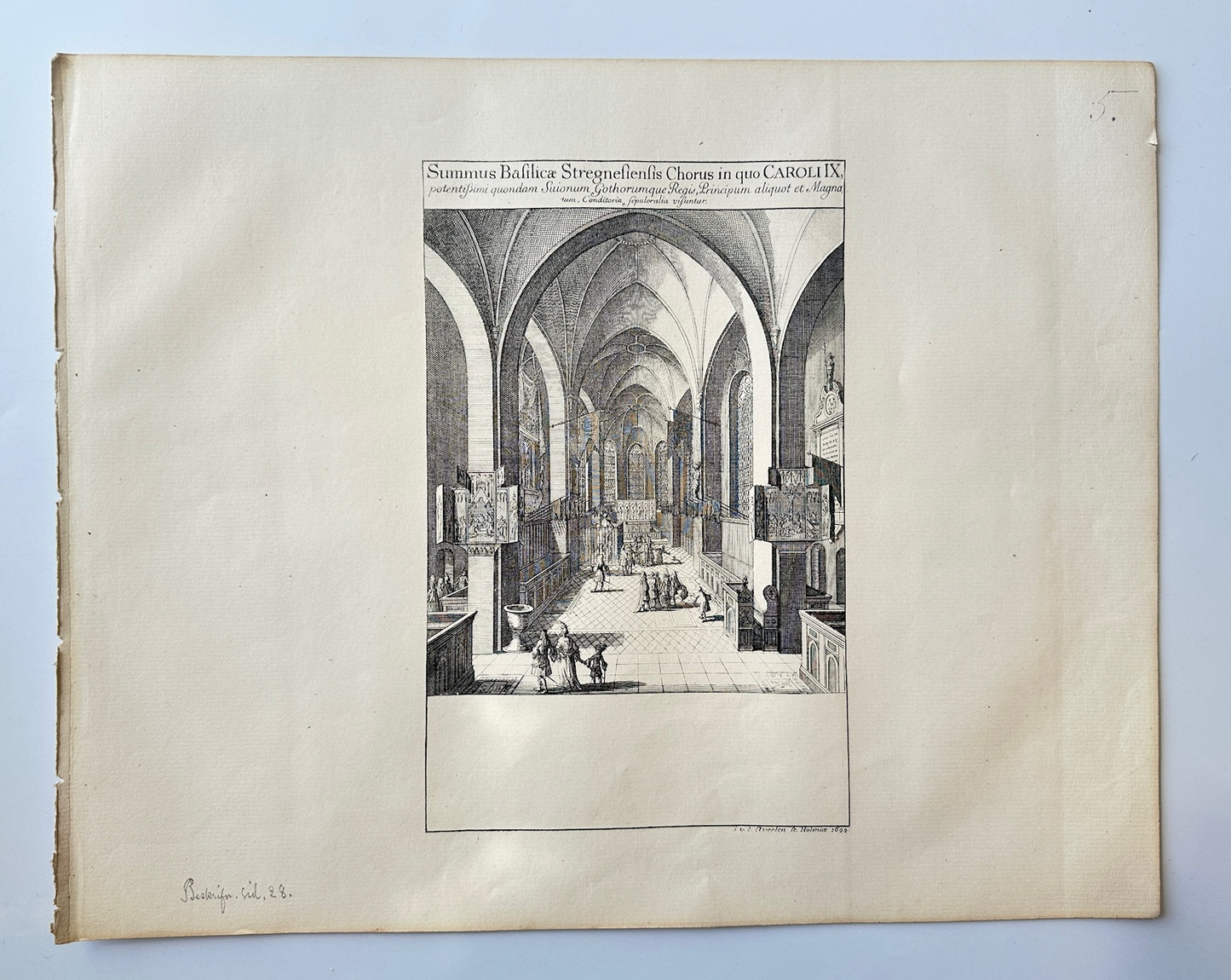 Original Antique Print - Erik Dahlberg - View of the Basilica's High Choir - E1