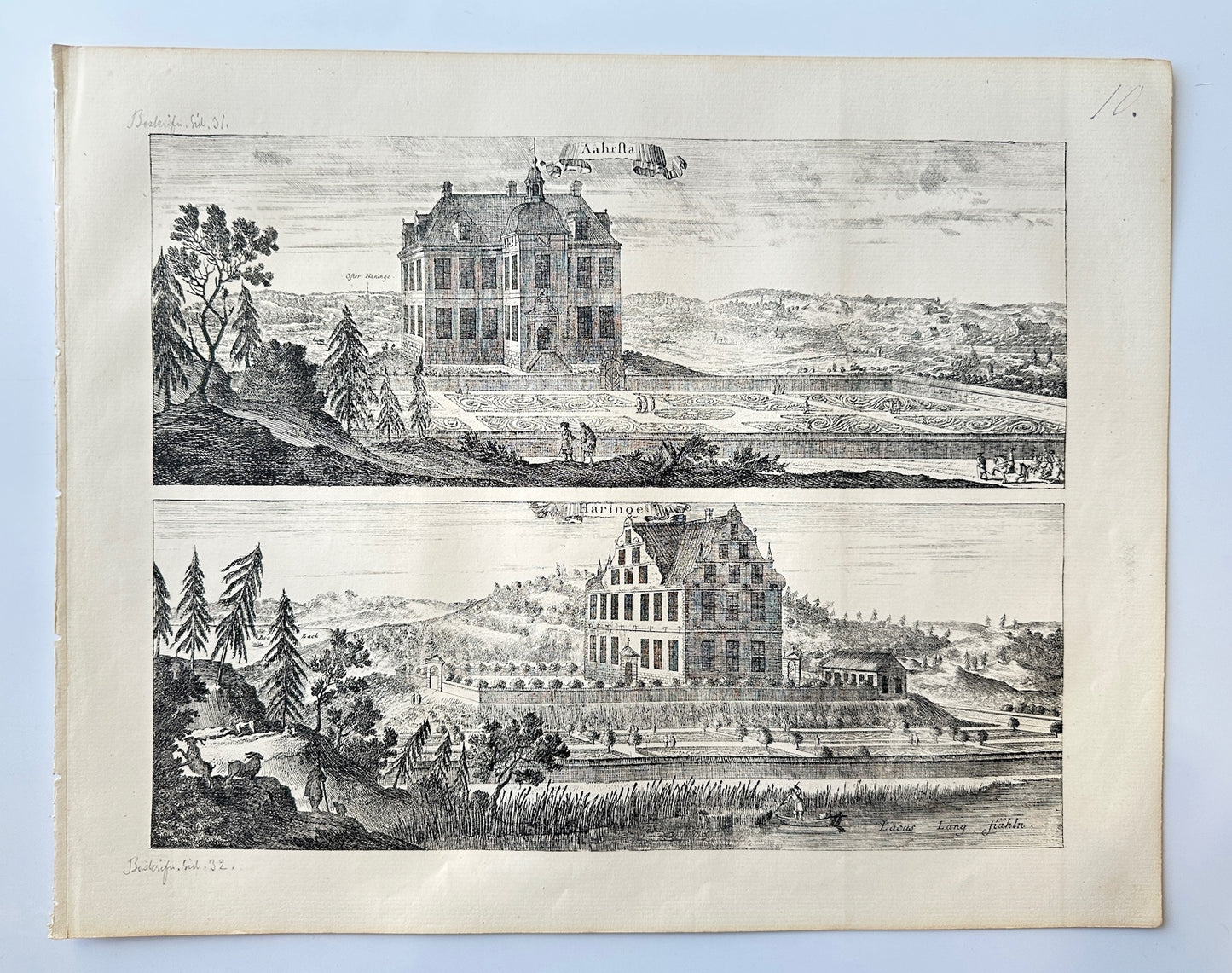 Original Antique Topographical - Erik Dahlberg - View of Haringe Castle - E1
