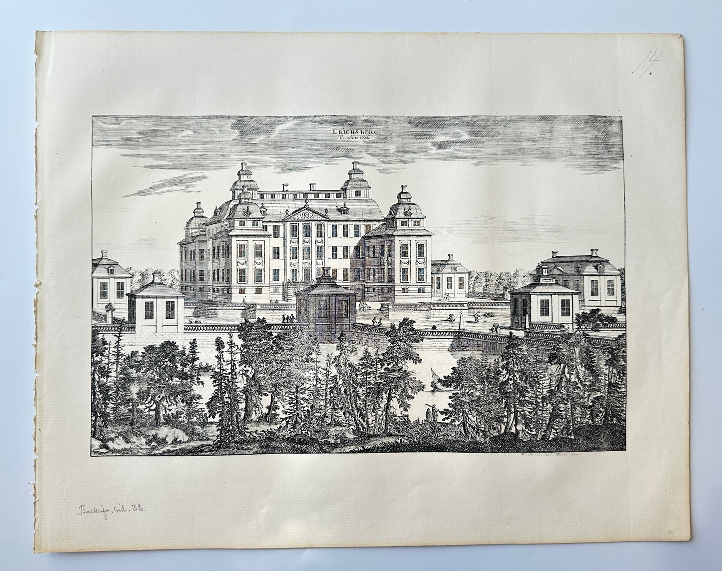 Antique Topographical - Erik Dahlberg - View of Ericsberg Castle in Sweden - E1