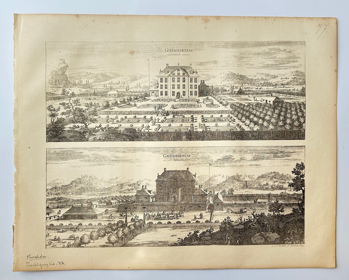 Original Antique Topographical - Erik Dahlberg - View of Tureholm Castle - E1