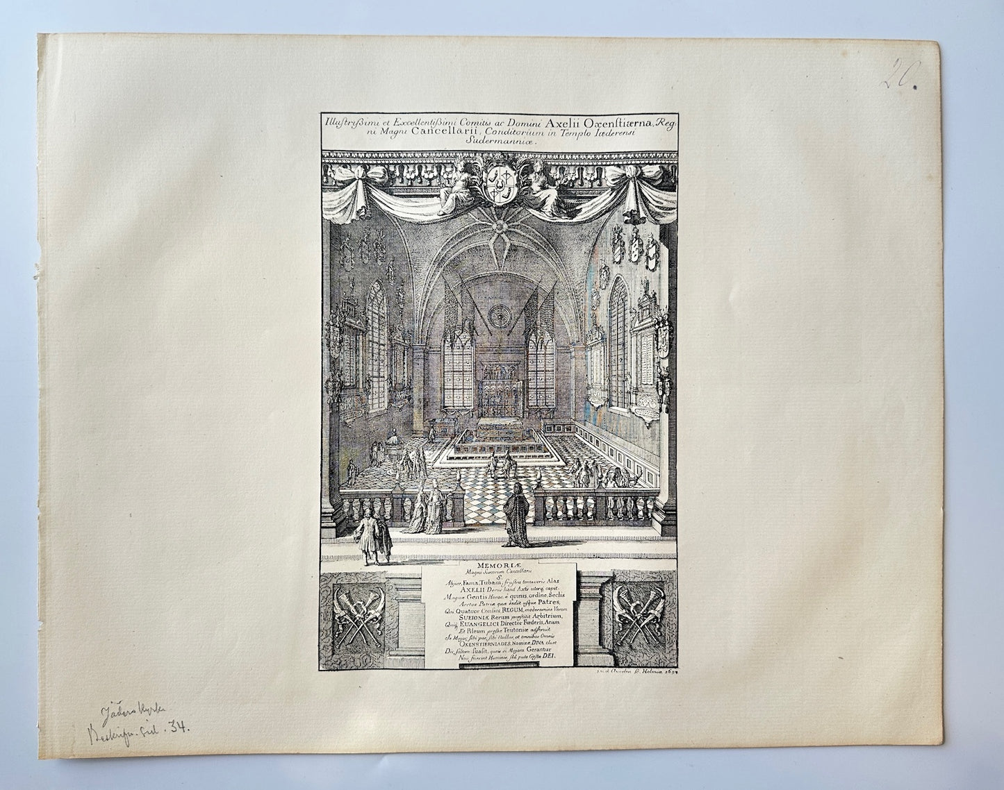 Antique Topographical - Erik Dahlberg - View of Jader's Church in Sweden - E1