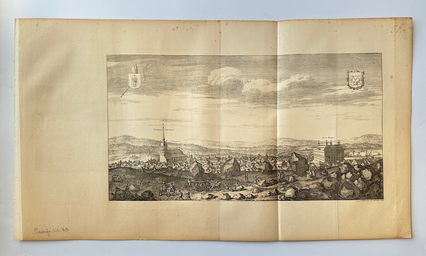 Original Antique Topographical - Erik Dahlberg - View of Vasteras in Sweden - E1