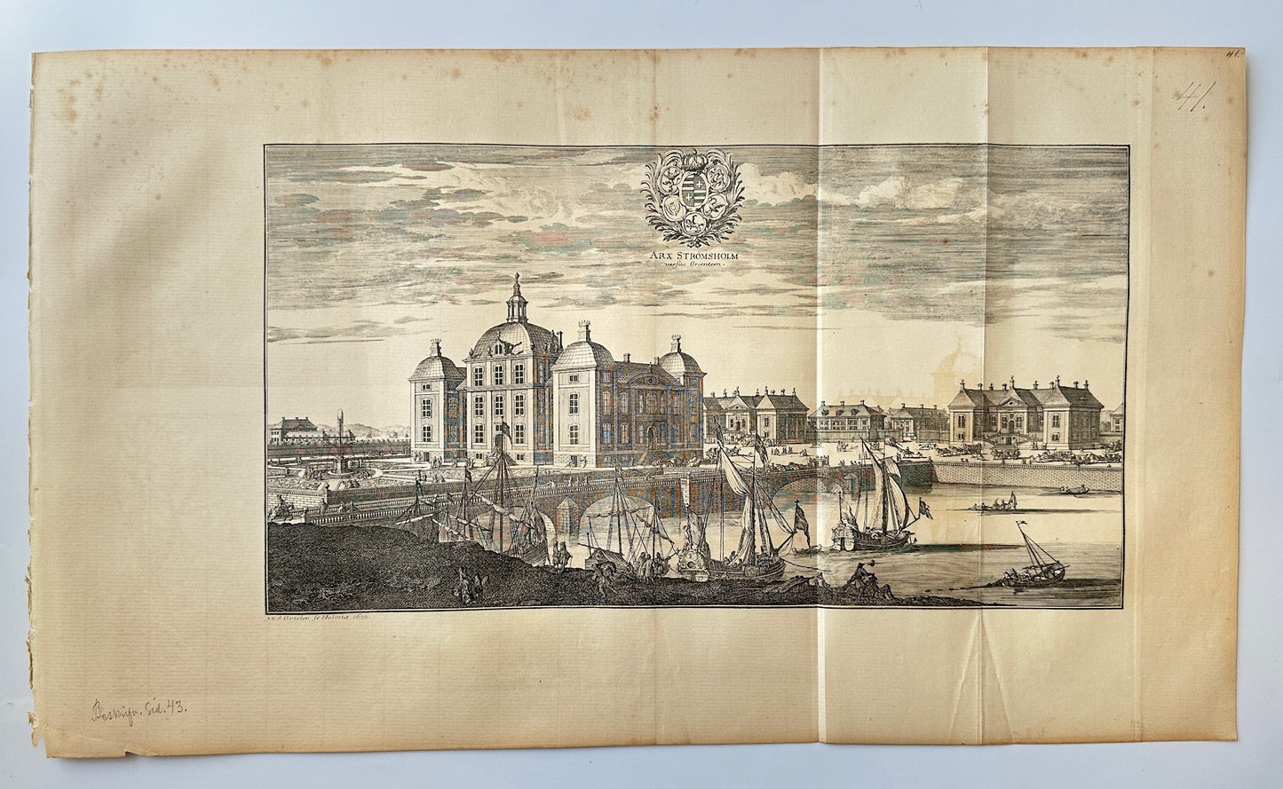 Antique Topographical - Erik Dahlberg - View of Stromsholm Castle in Sweden - E1