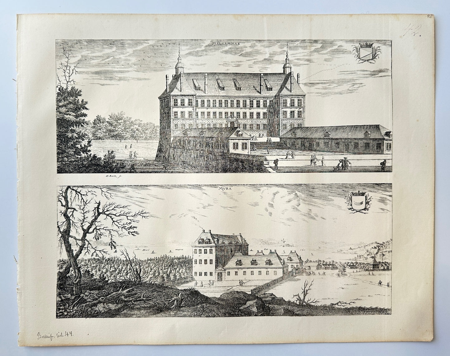 Antique Topographical - Erik Dahlberg - View of Malhammar in Sweden - E1