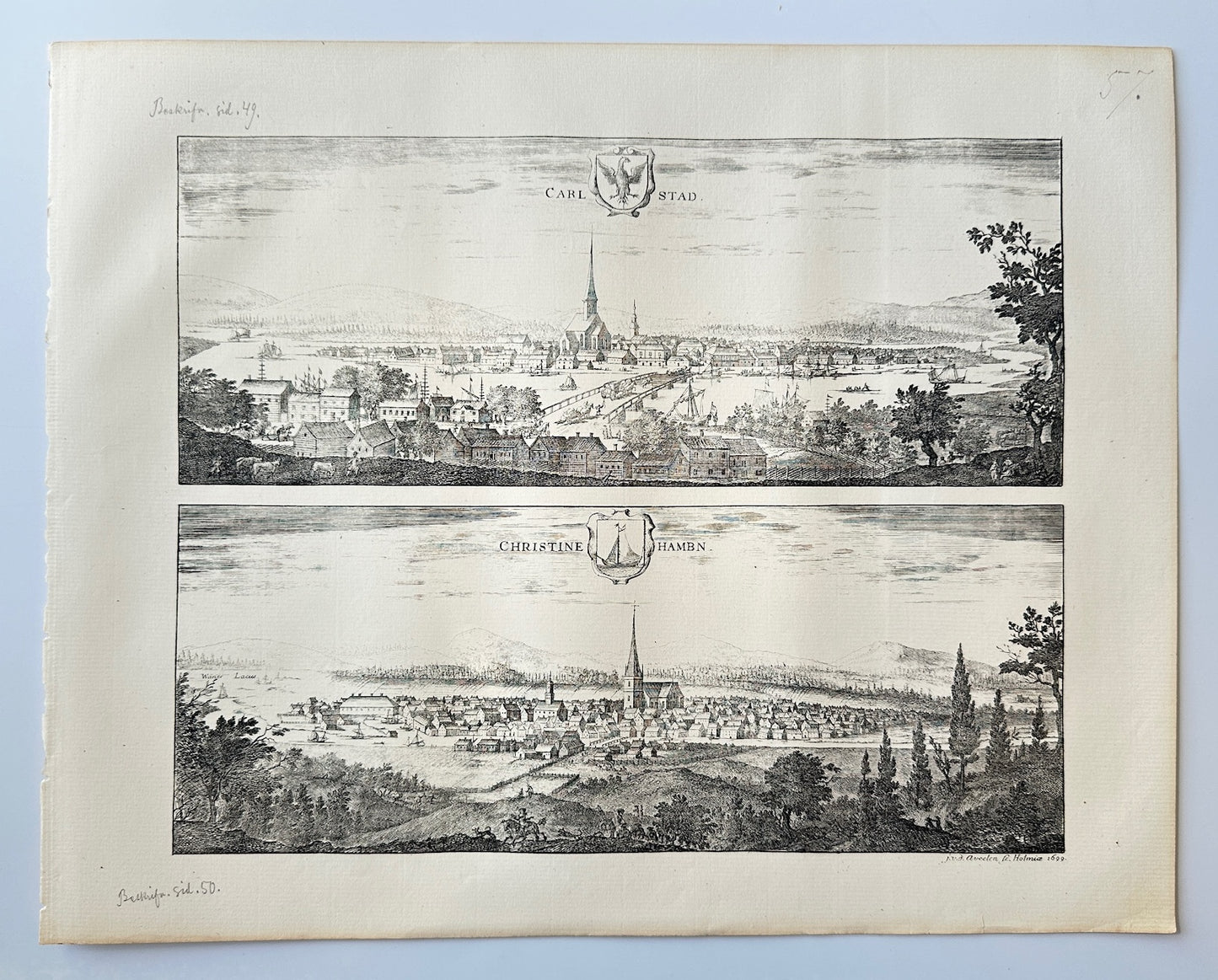 Antique Topographical - Erik Dahlberg - View of Nykoping in Sweden - E1