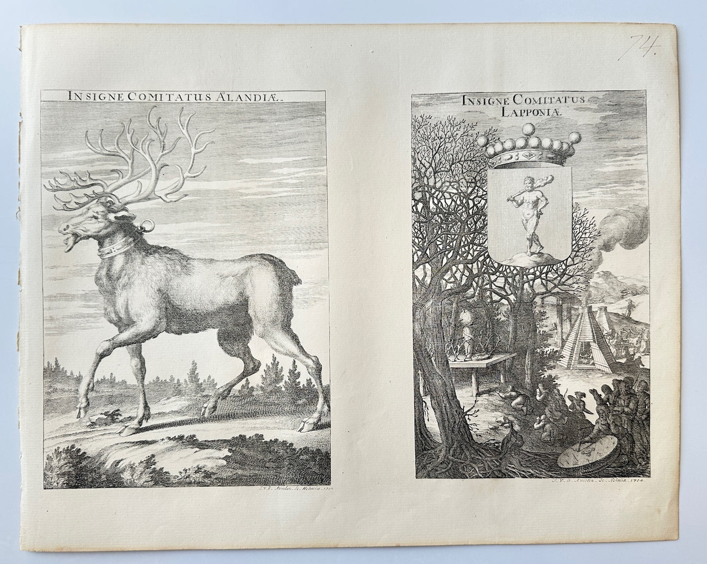 Antique Topographical - Erik Dahlberg - Coat of Arms of Aland - Sweden - E1