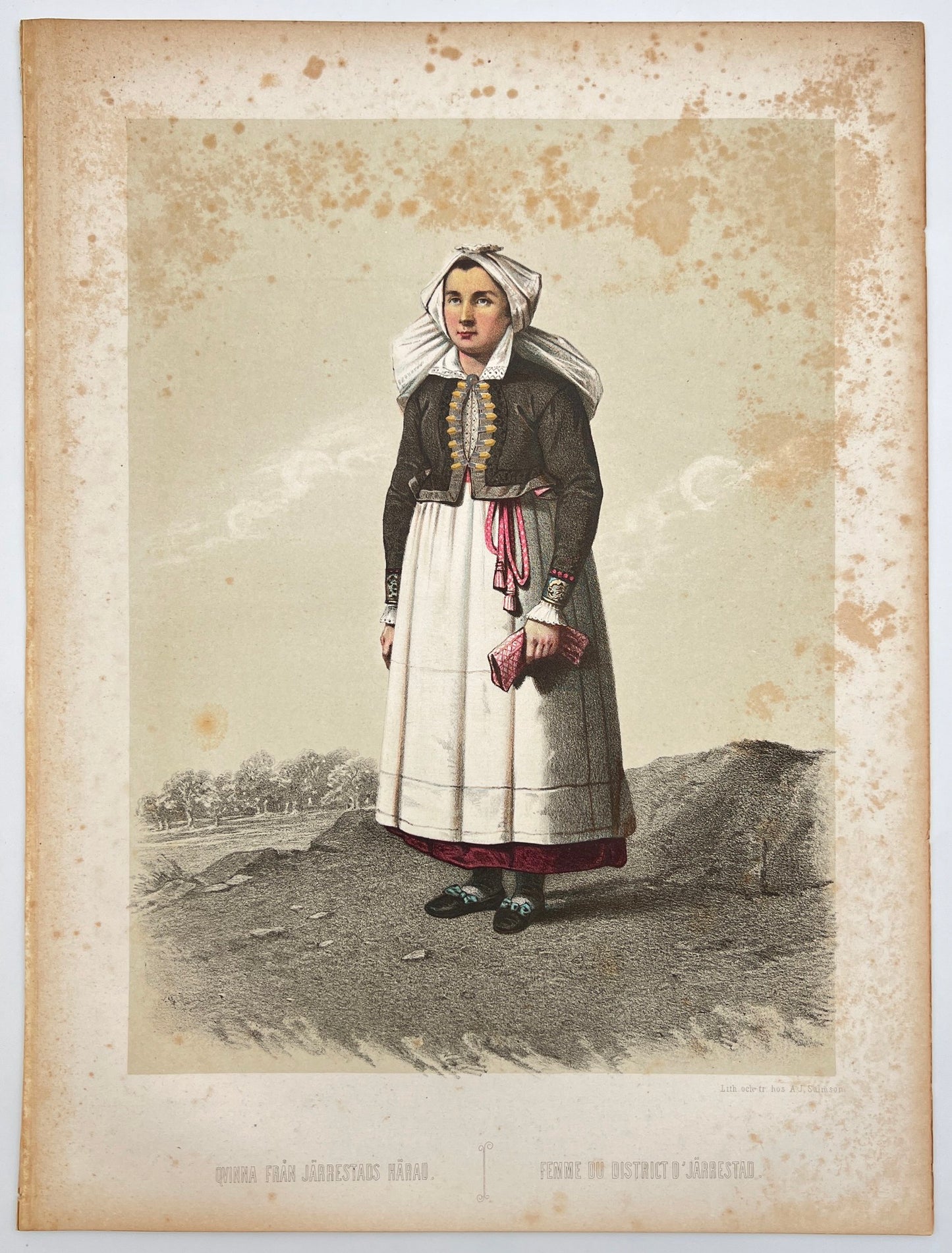 Antique Costume Print - Otto Henrik Wallgren - Woman from Jarrestad - C2