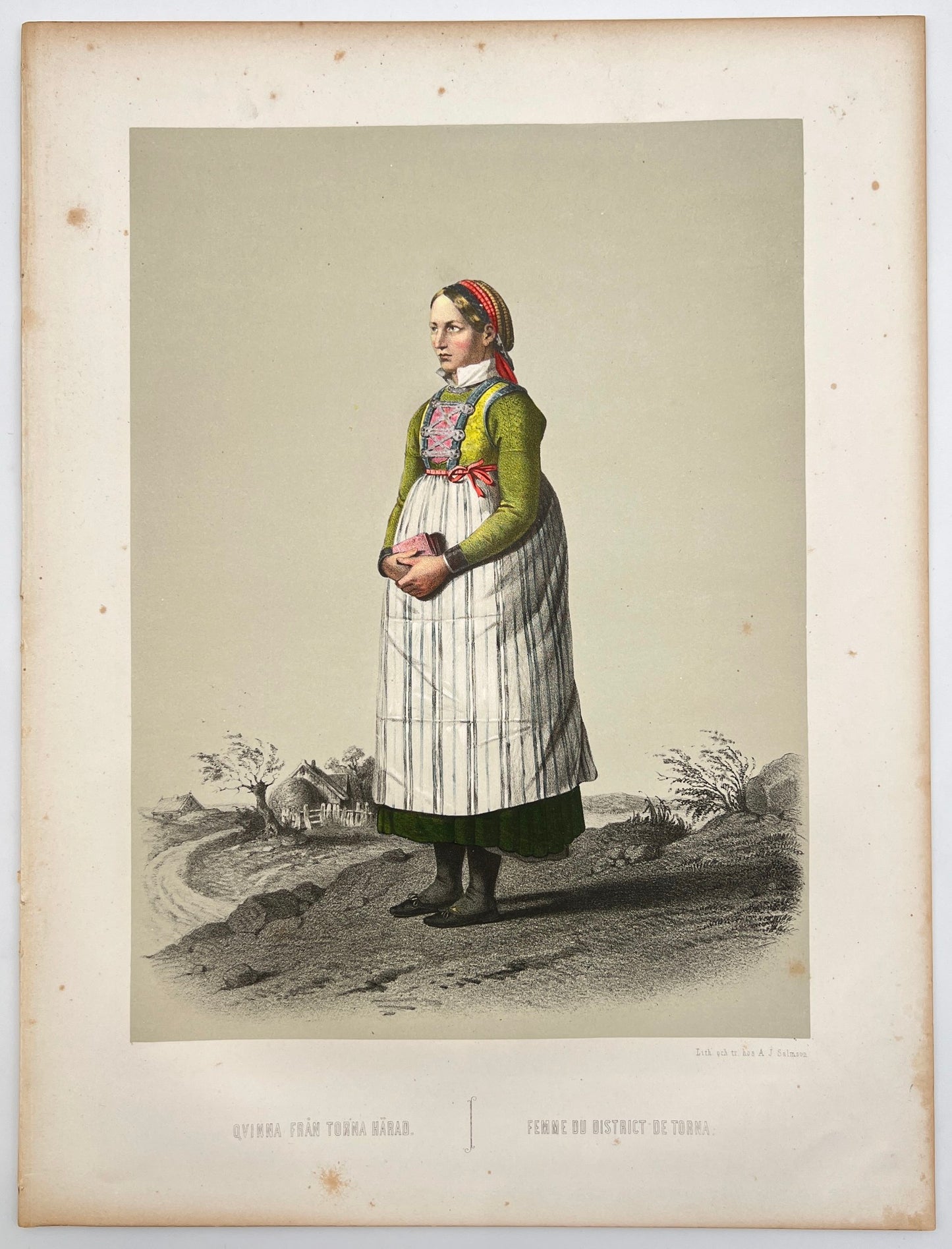 Antique Costume Print - Wallgren - Woman from Torna District - Swedish - C2