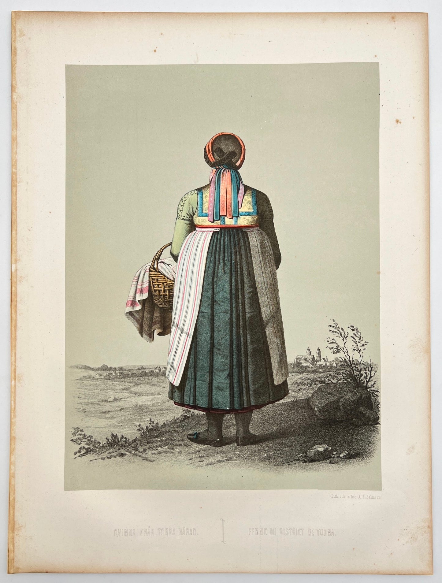 Antique Costume Print - Otto Henrik Wallgren - Woman from Torna - Swedish - C2