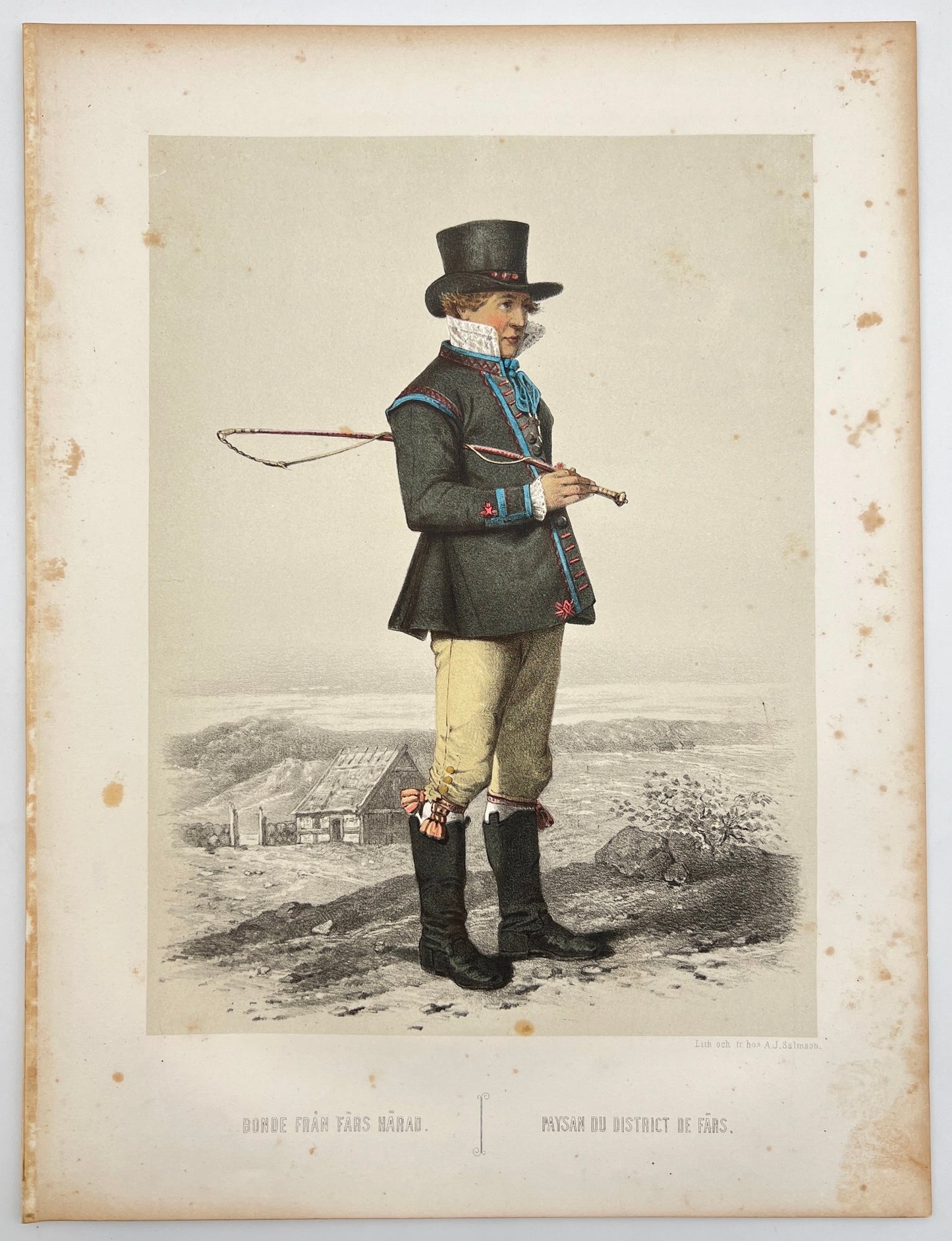Antique Costume Print - Otto Henrik Wallgren - Farmer from Fars District - C2