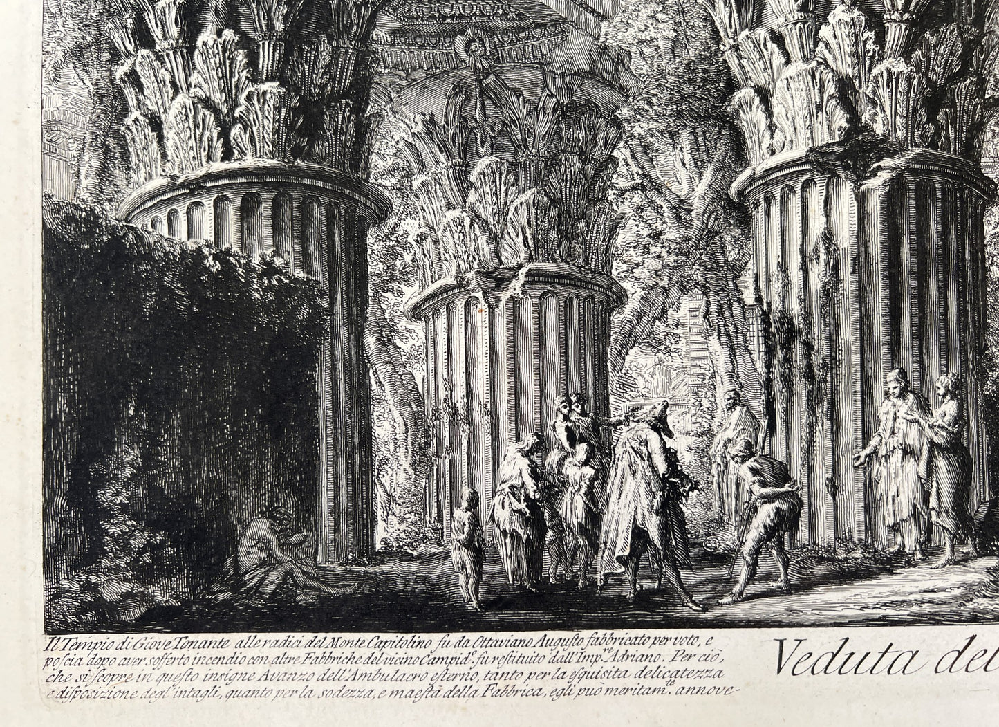 Antique Architectural Etching - Veduta del Tempio di Giove Tonante - Piranesi