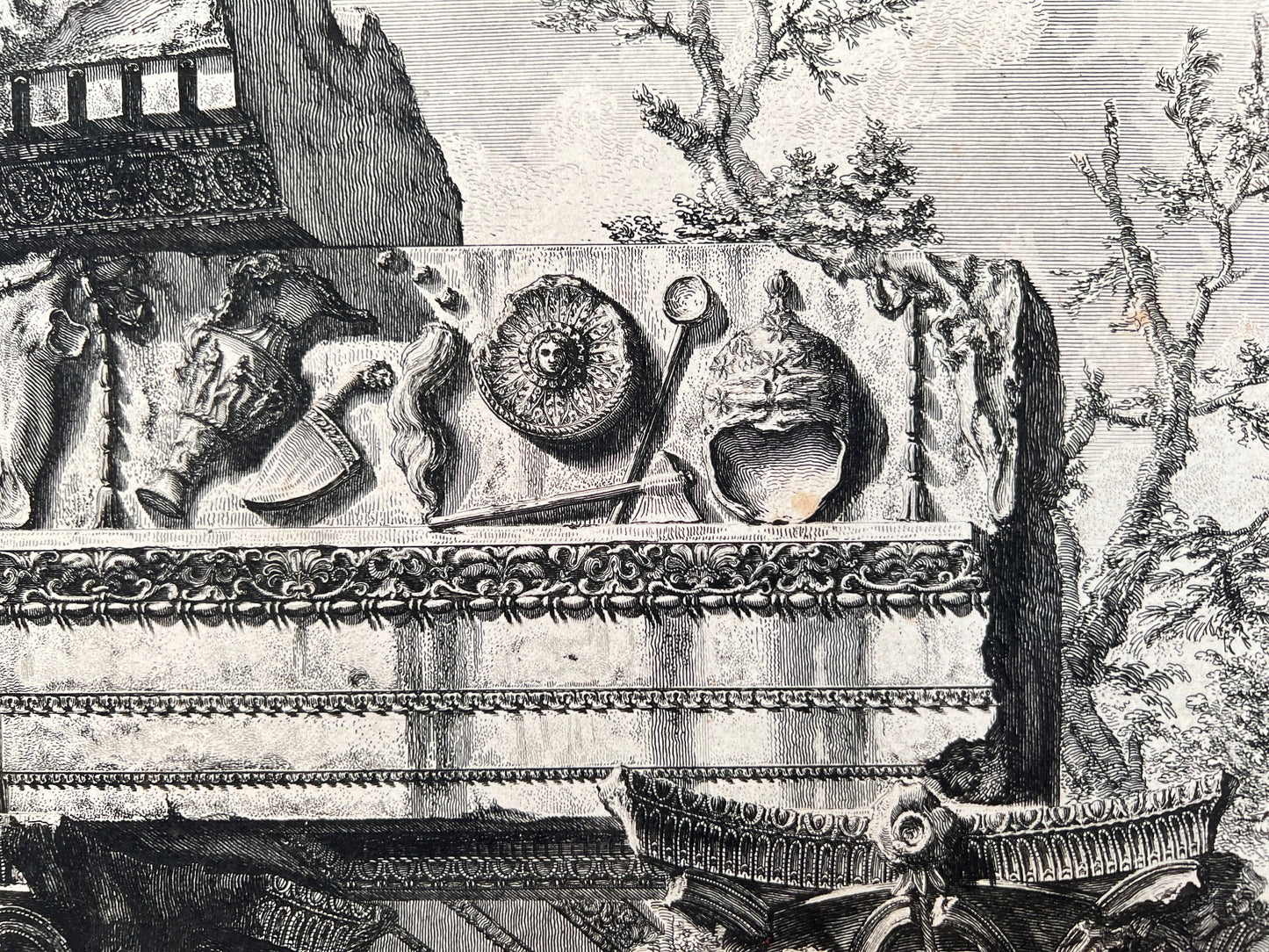 Antique Architectural Etching - Veduta del Tempio di Giove Tonante - Piranesi