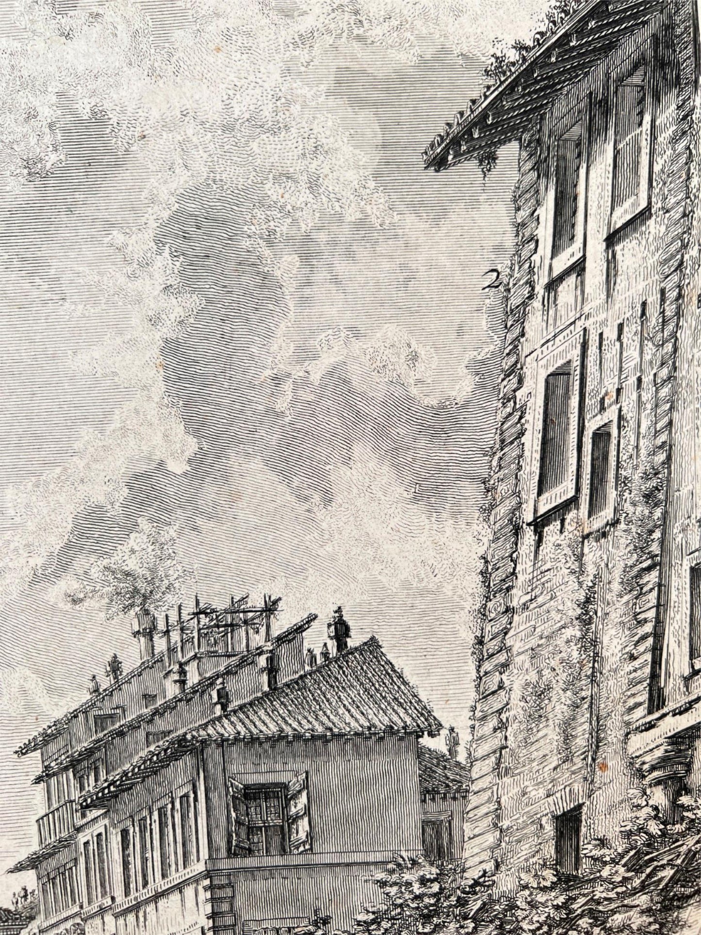 Antique Architectural Etching - Veduta del Tempio di Giove Tonante - Piranesi