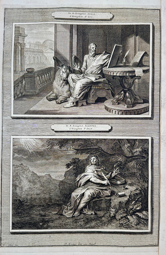 Antique Print - Pierre Mortier - St. Evangelist Luke and St. Evangelist John F5