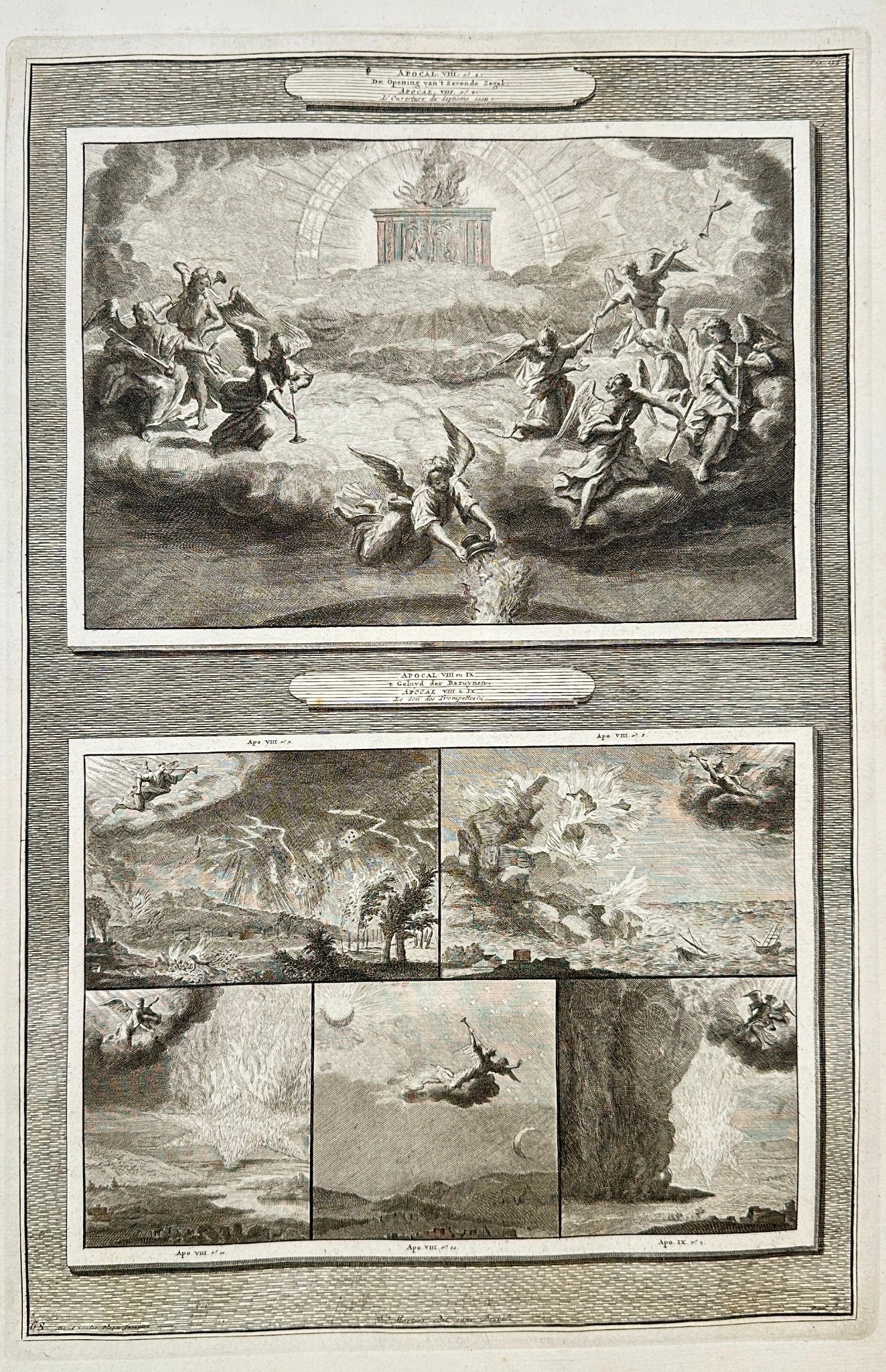Antique Print - Mortier - Opening of the 7th Seal, The Sound of Trumpets F5