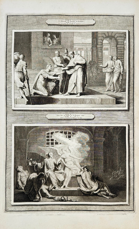 Antique Print - Conversion of Cornelius and Release of Peter F5