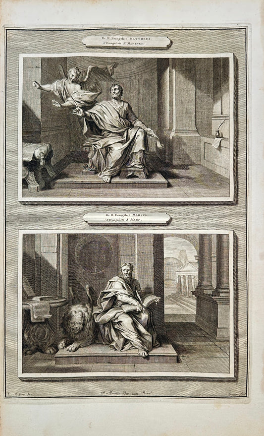 Antique Biblical Print - St. Evangelist Matthew & St. Evangelist Marcus F5