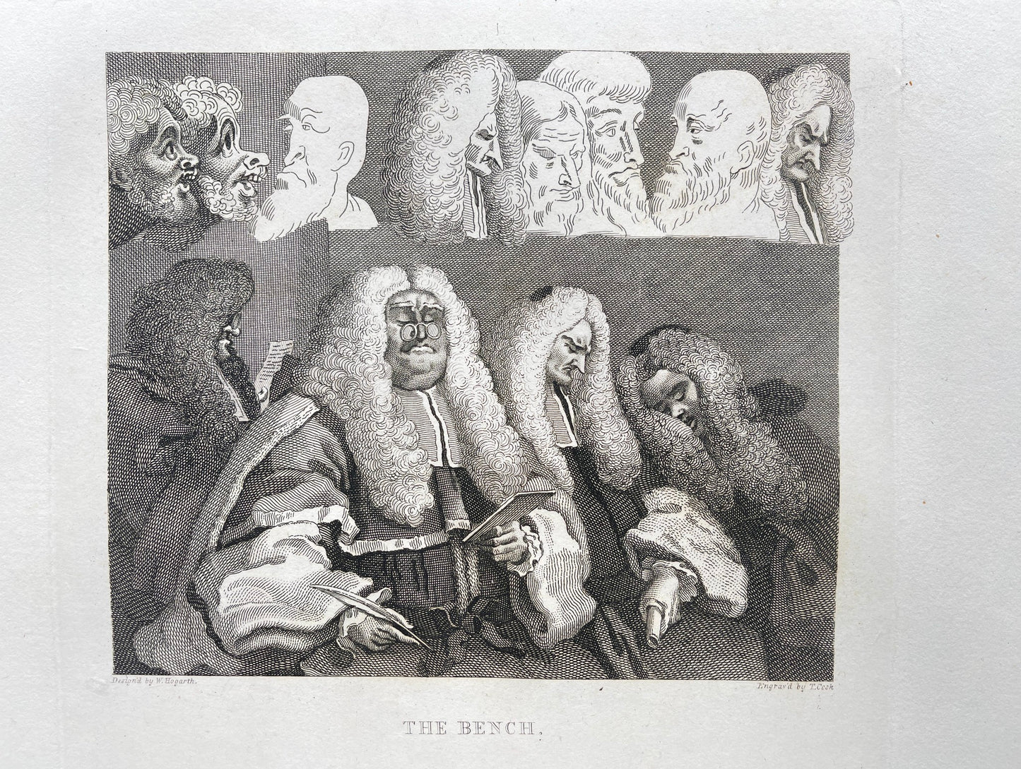 Original Antique Print - William Hogarth - Sarah Malcolm and The Bench - E5