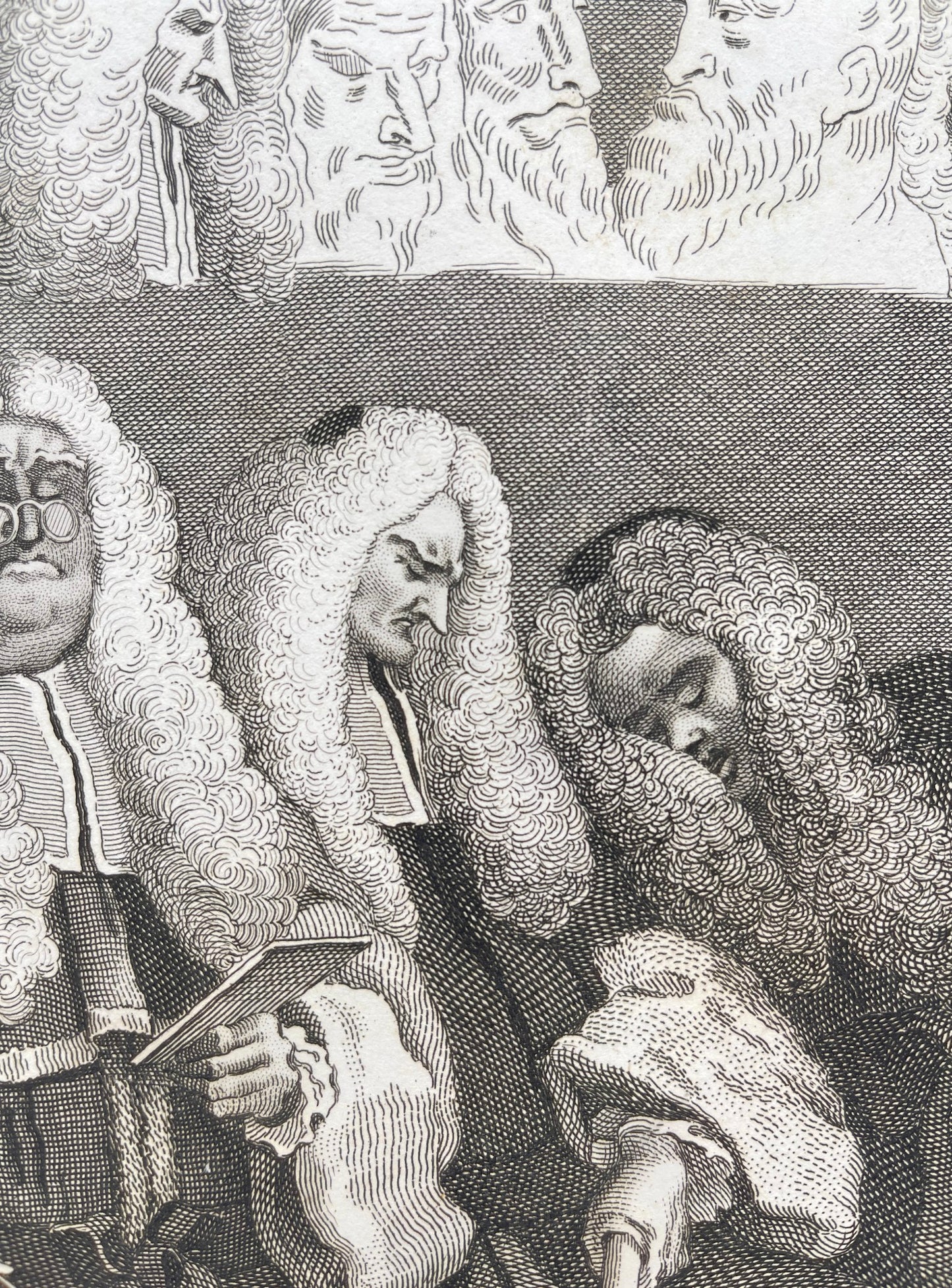 Original Antique Print - William Hogarth - Sarah Malcolm and The Bench - E5