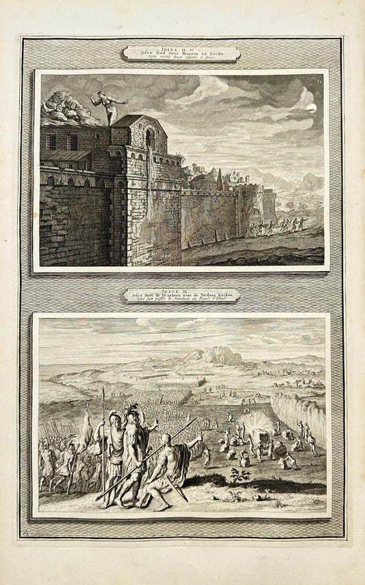 Antique Print - Pierre Mortier - Joshua Sends Two Men to Jericho - F5