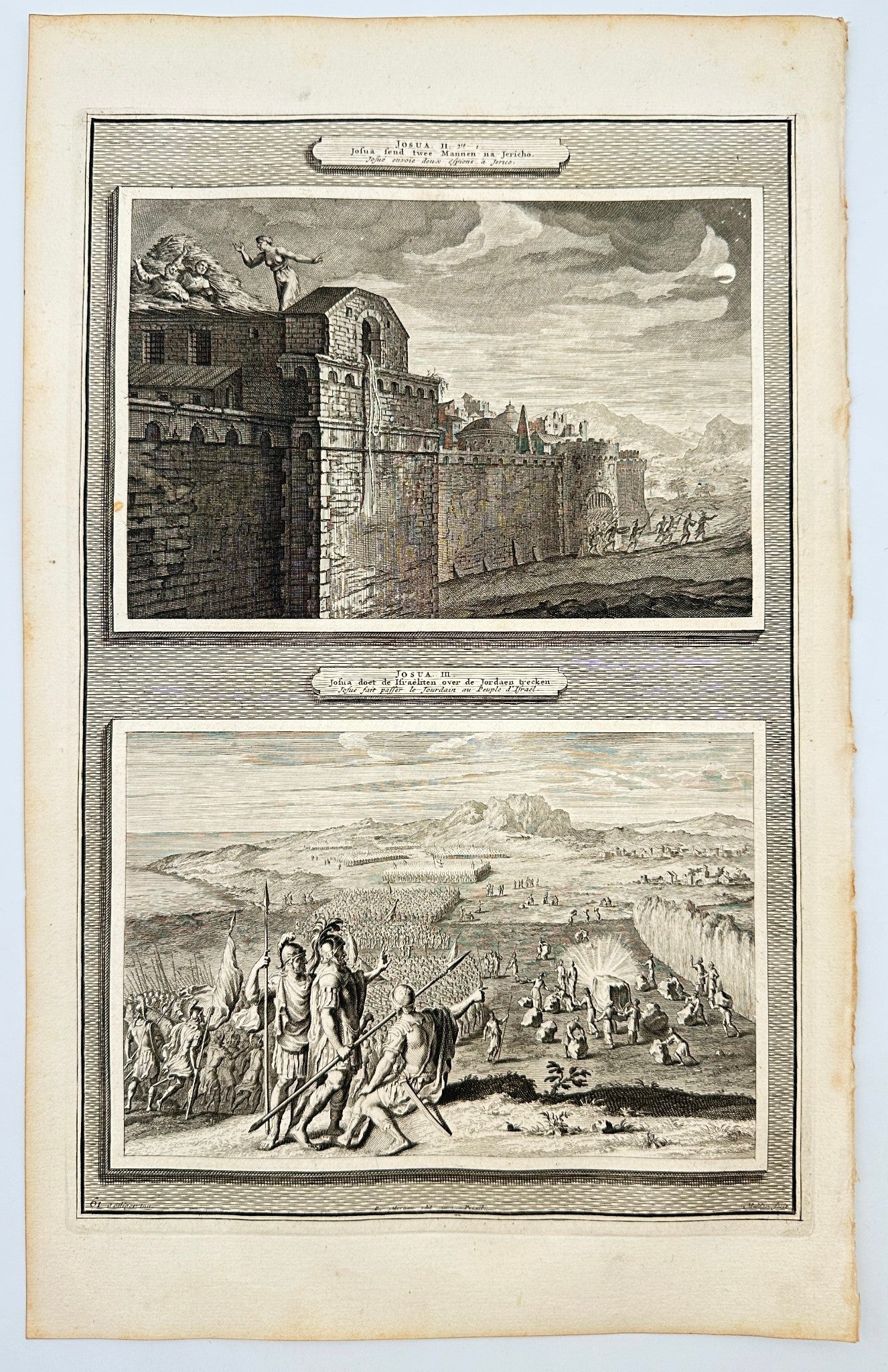 Antique Print - Pierre Mortier - Joshua Sends Two Men to Jericho - F5