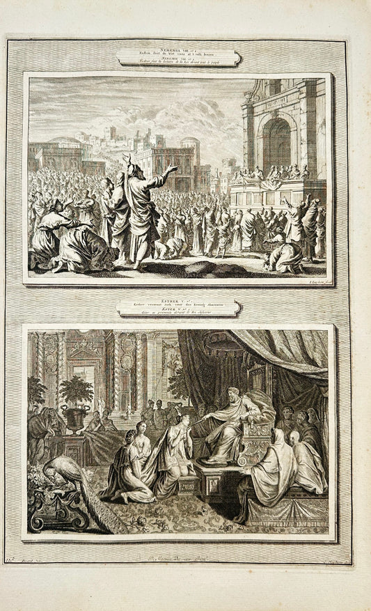 Antique Print - Pierre Mortier - Kadras Has the Law Read to all the People - F5