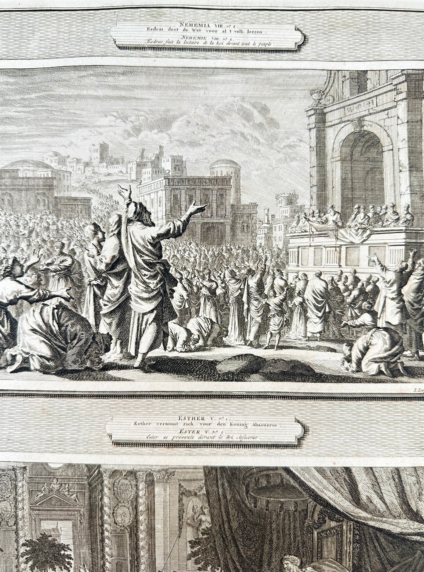 Antique Print - Pierre Mortier - Kadras Has the Law Read to all the People - F5